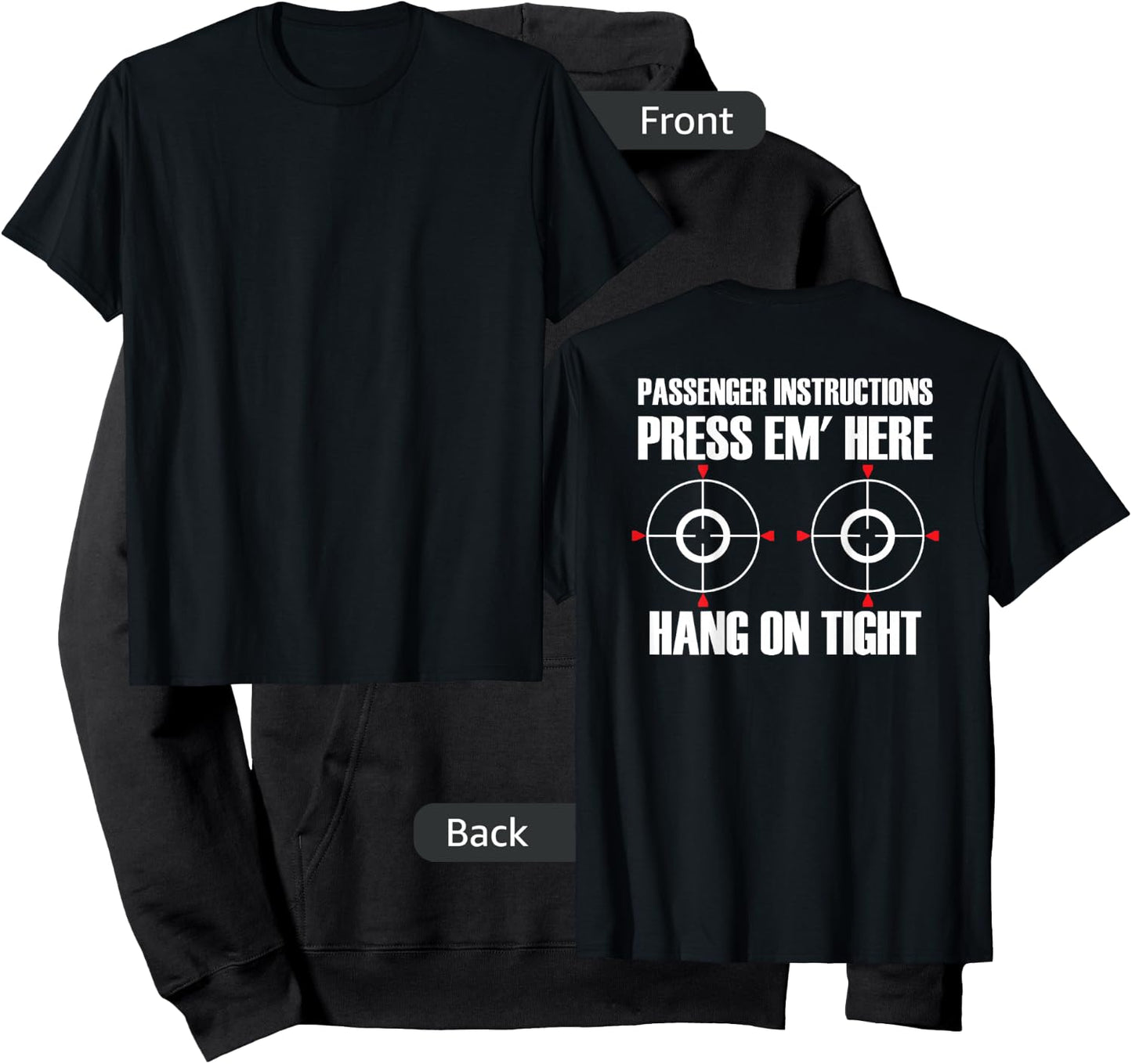 BACK PRINT Motorcycle Passenger Instructions Press Em' Here Hoodie - Hoodie | Black