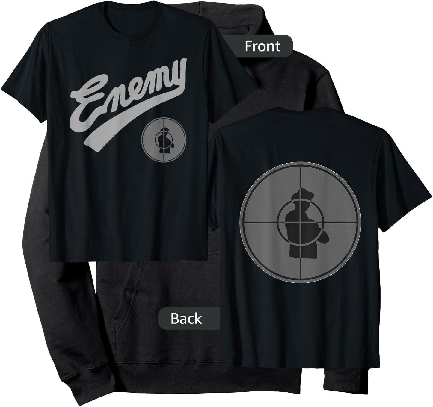 Public Enemy Official Enemy Target Black & Grey Hoodie - Hoodie | Black
