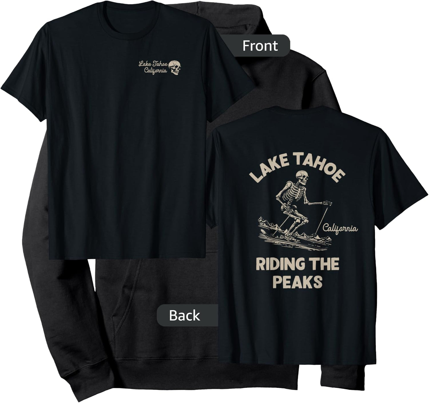 Lake Tahoe California Mountains Outdoors Front & Back Hoodie - Hoodie | Black