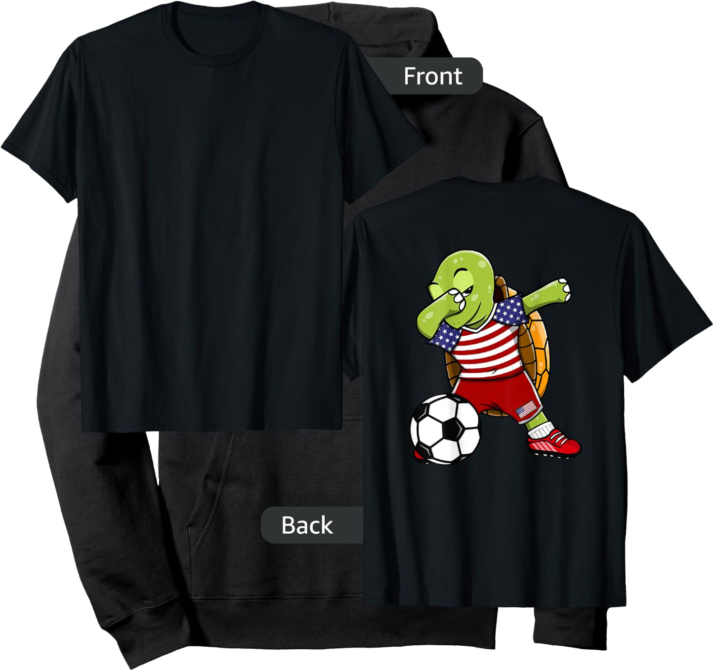 Dabbing Turtle America Soccer Fans US Flag Football Lovers Hoodie - Hoodie | Black
