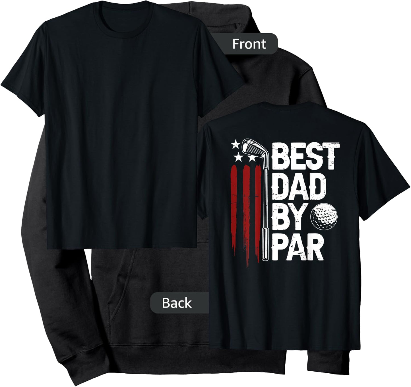 Golf Best Dad By Par Daddy Golfer American Flag On Back Men Hoodie - Hoodie | Black