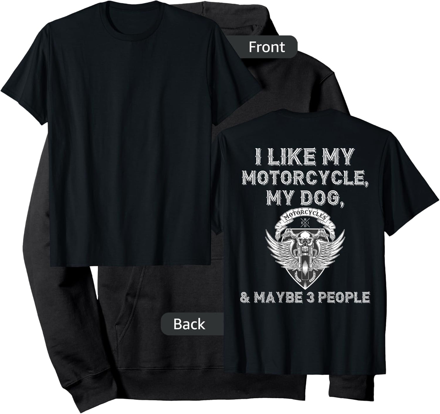 I Like My Motorcycle Dog Maybe 3 People Funny Biker ON BACK Women Hoodie - Hoodie | Black