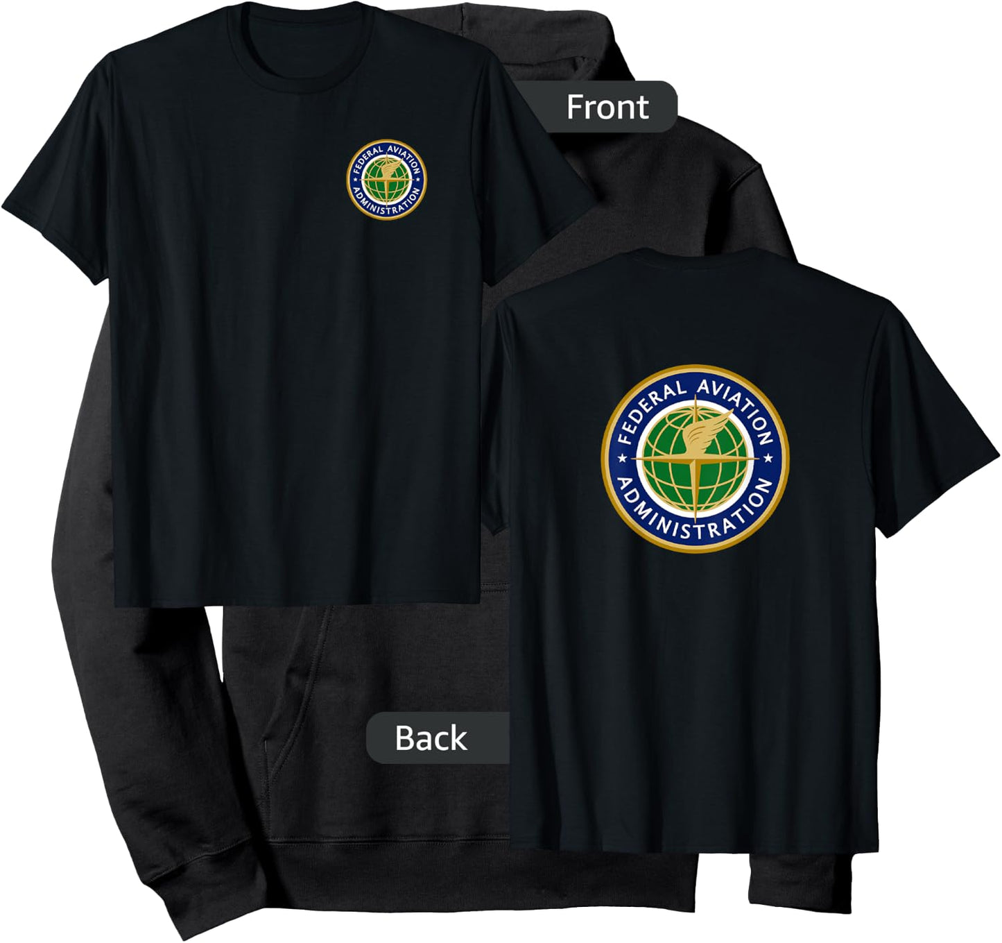 Federal FAA Shirts & Gifts Retired US FAA - Men's Aviation Theme Black Short Sleeve - Small Hoodie - Hoodie | Black