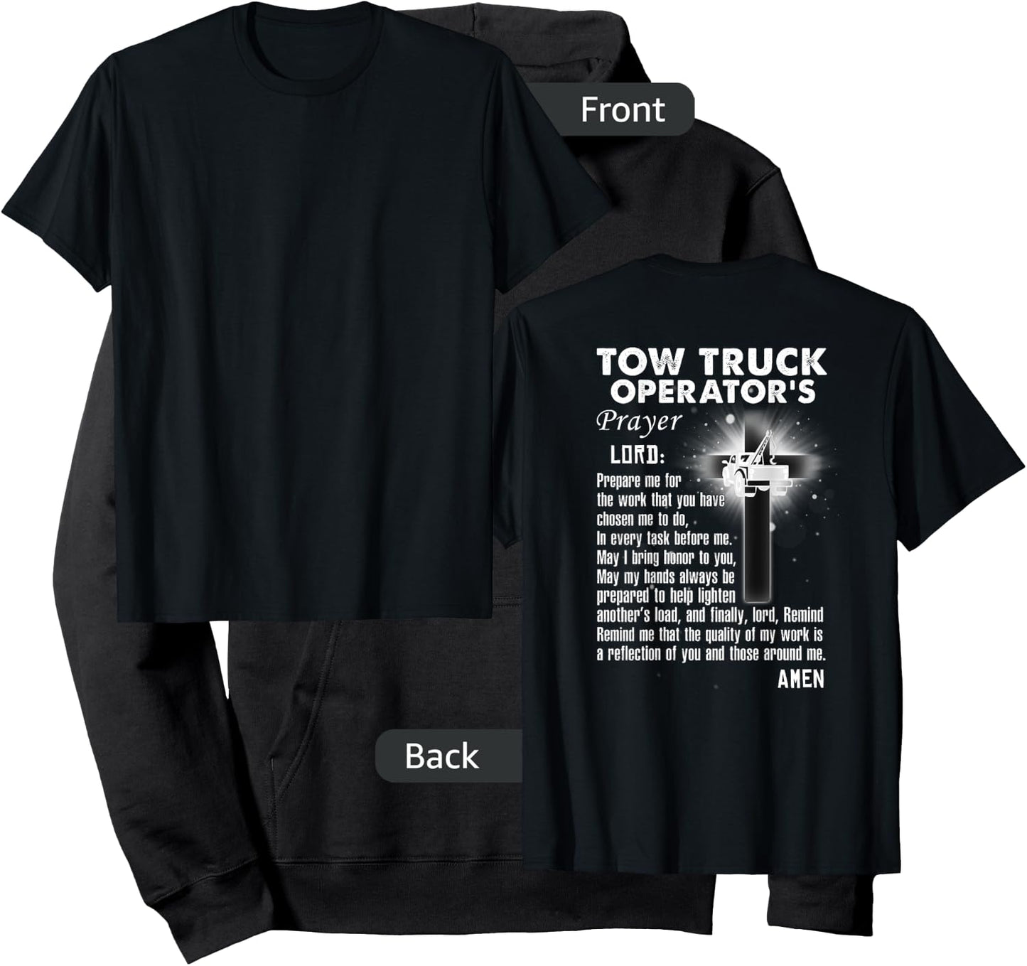 Proud Tow Truck Operator Prayer Hoodie - Hoodie | Black