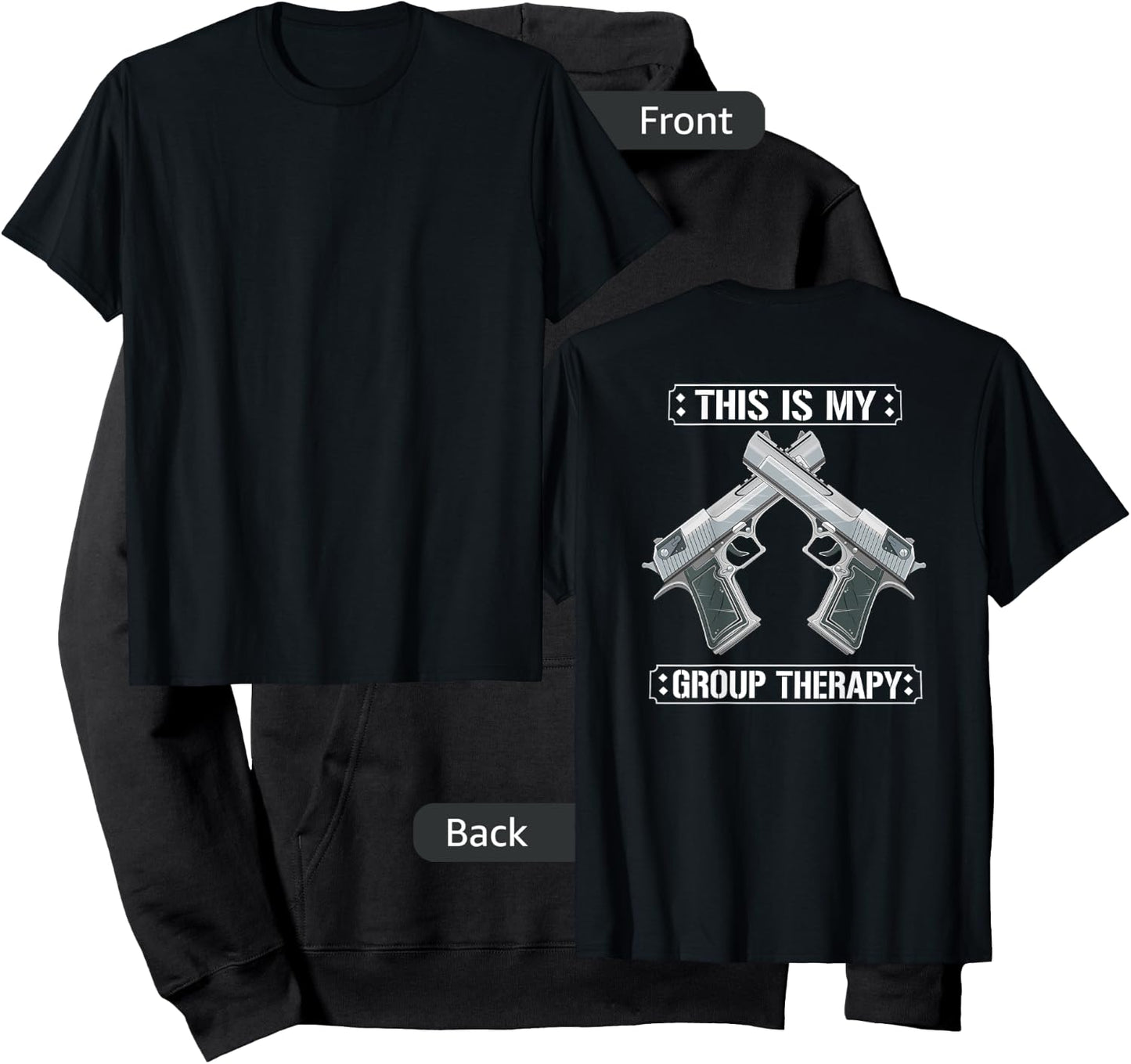 Funny Guns Are My Therapy - Gun - Amendment Saying (on back) Hoodie - Hoodie | Black