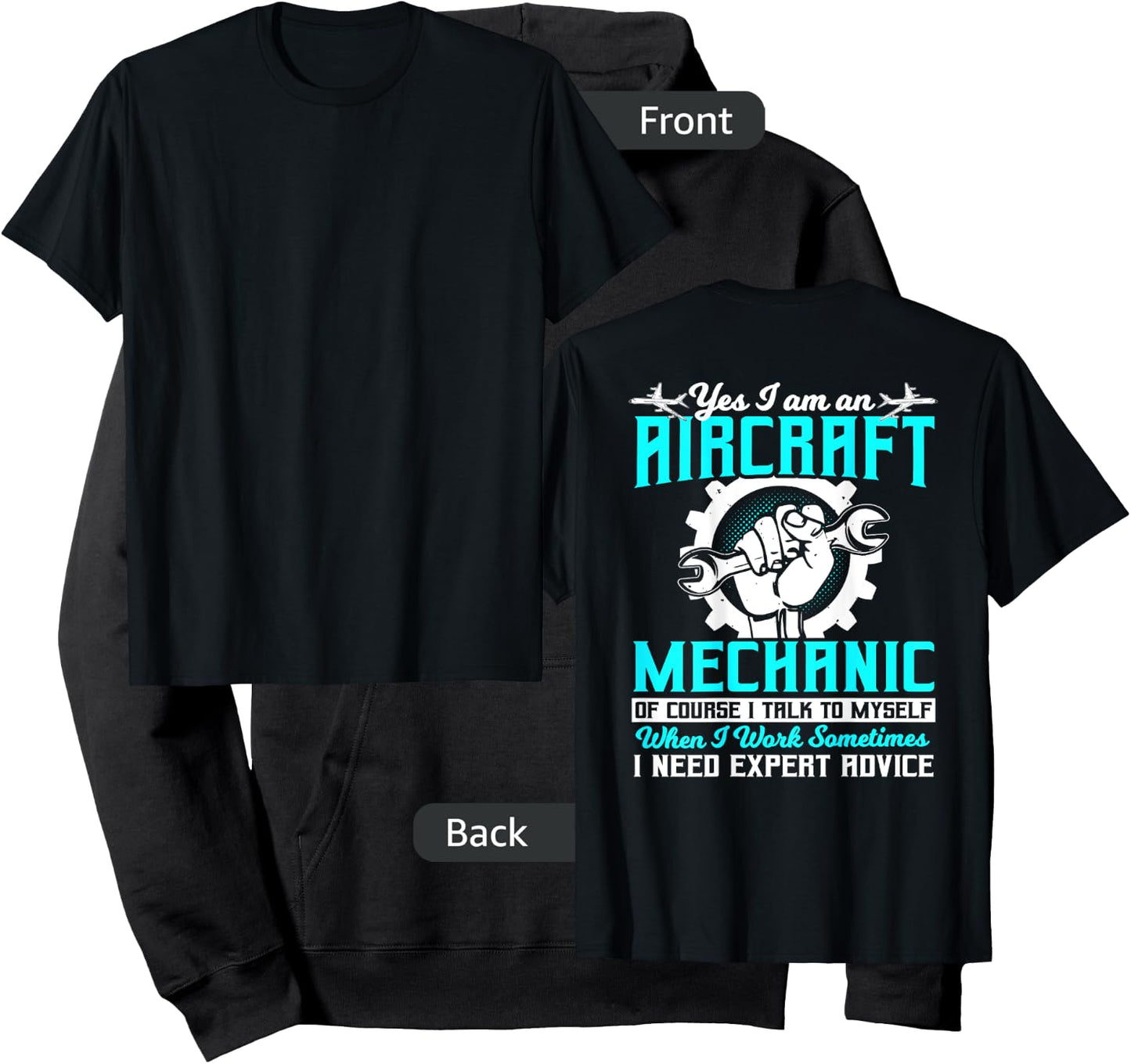 Airplane Mechanic Gift Design On Back Of Clothing Hoodie - Hoodie | Black