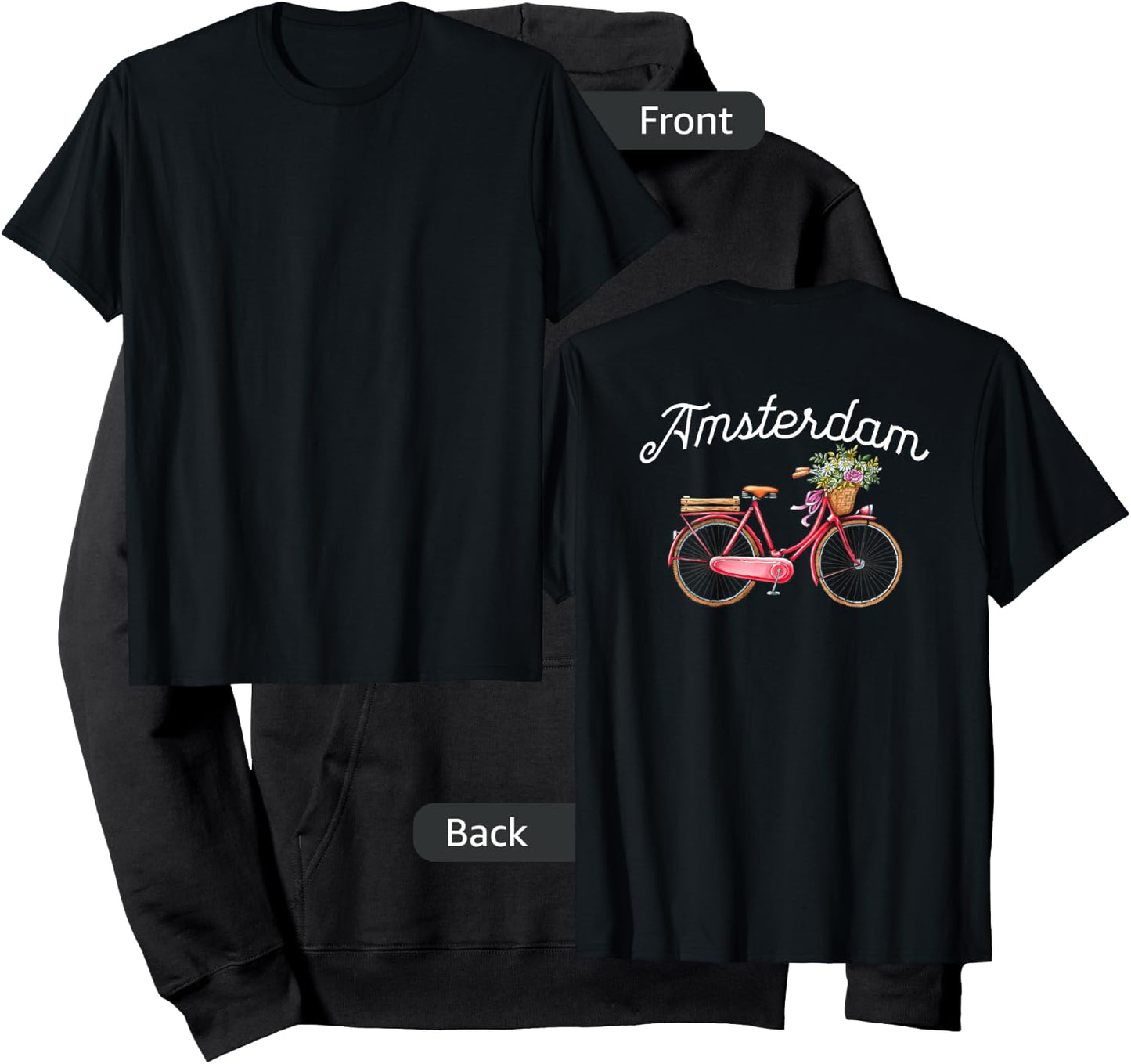 Vintage Women's Bike Amsterdam Floral Design Hoodie - Hoodie | Black