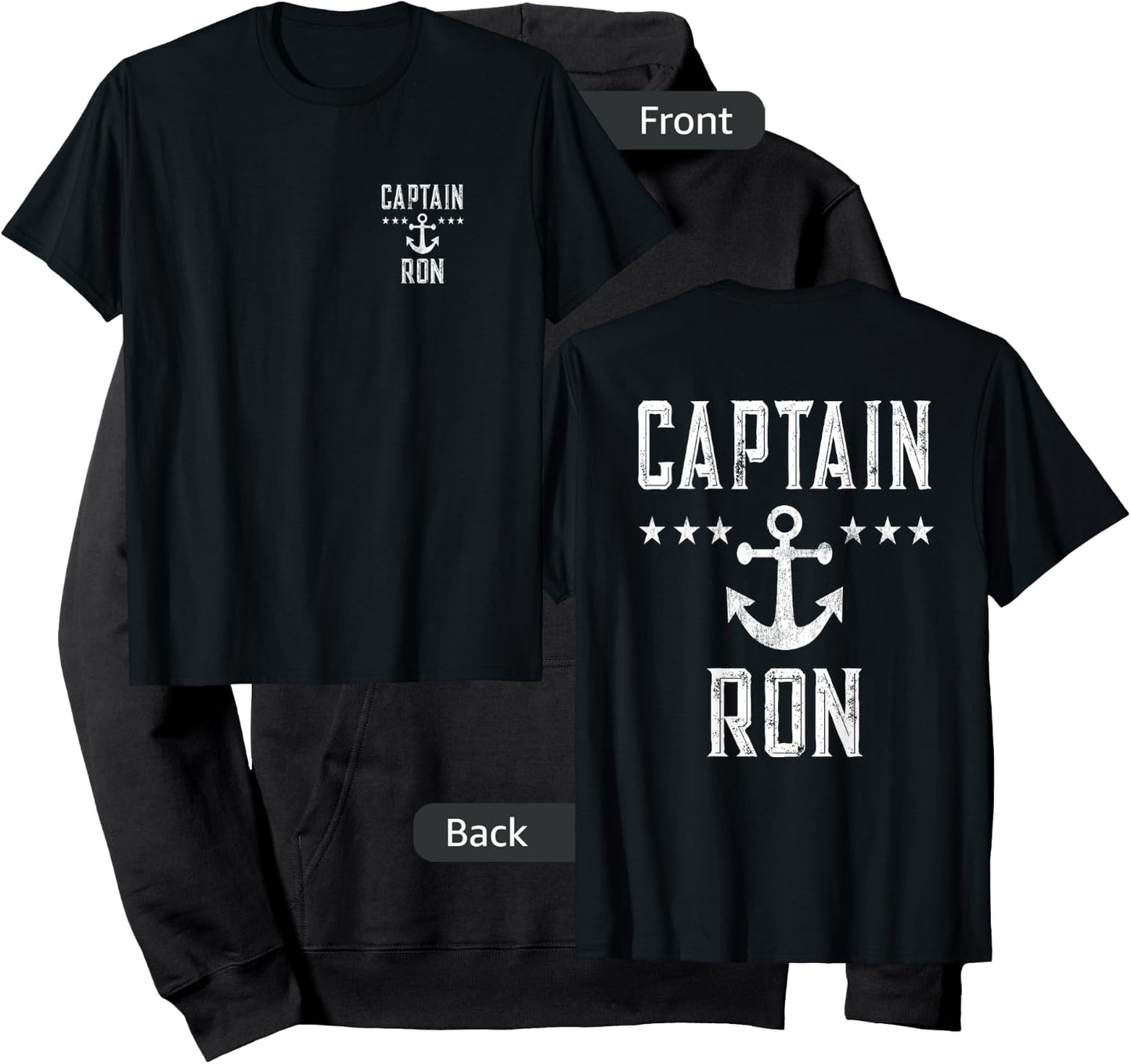 (Printed Both Sides) Retro Captain Ron Personalized Boating Hoodie - Hoodie | Black