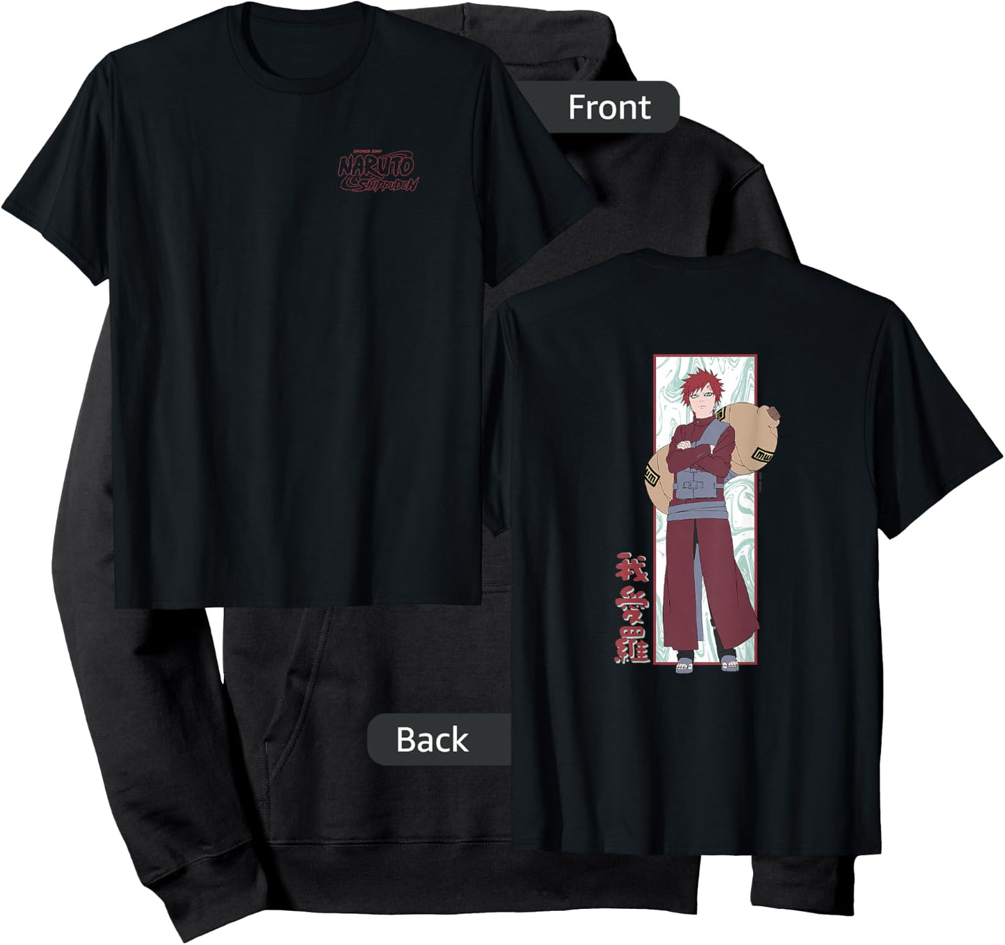 Naruto Shippuden Gaara Marble Background Front Back Anime Hoodie - Hoodie | Black