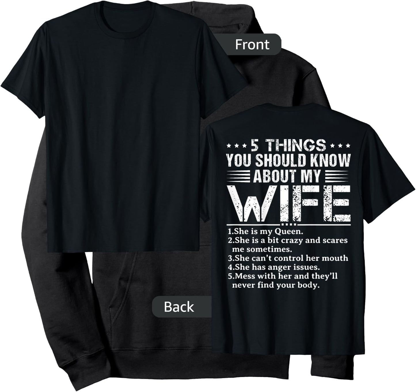 5 Things You Should Know About My Wife (On Back) husband Hoodie - Hoodie | Black