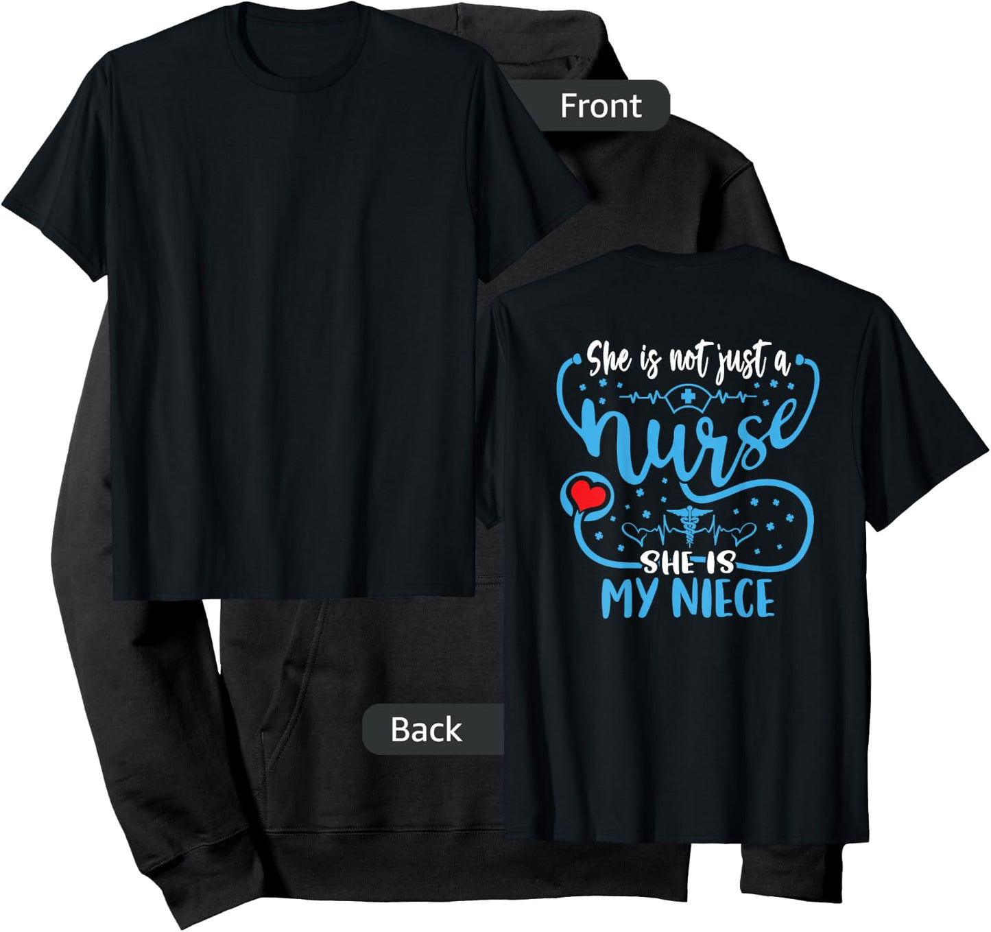 My Niece Is A Nurse Proud Nurse's Aunt Uncle RN LPN Family Hoodie - Hoodie | Black