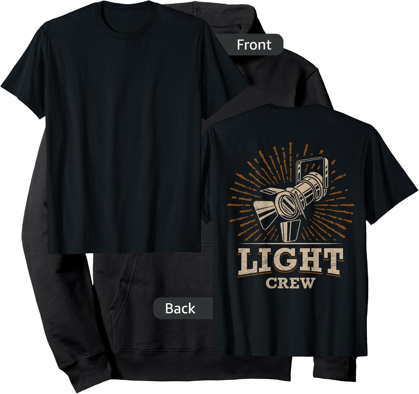 LIGHT CREW Theatre Lighting Technician Black X-Small Classic Fit Short Sleeve Cotton Hoodie - Hoodie | Black