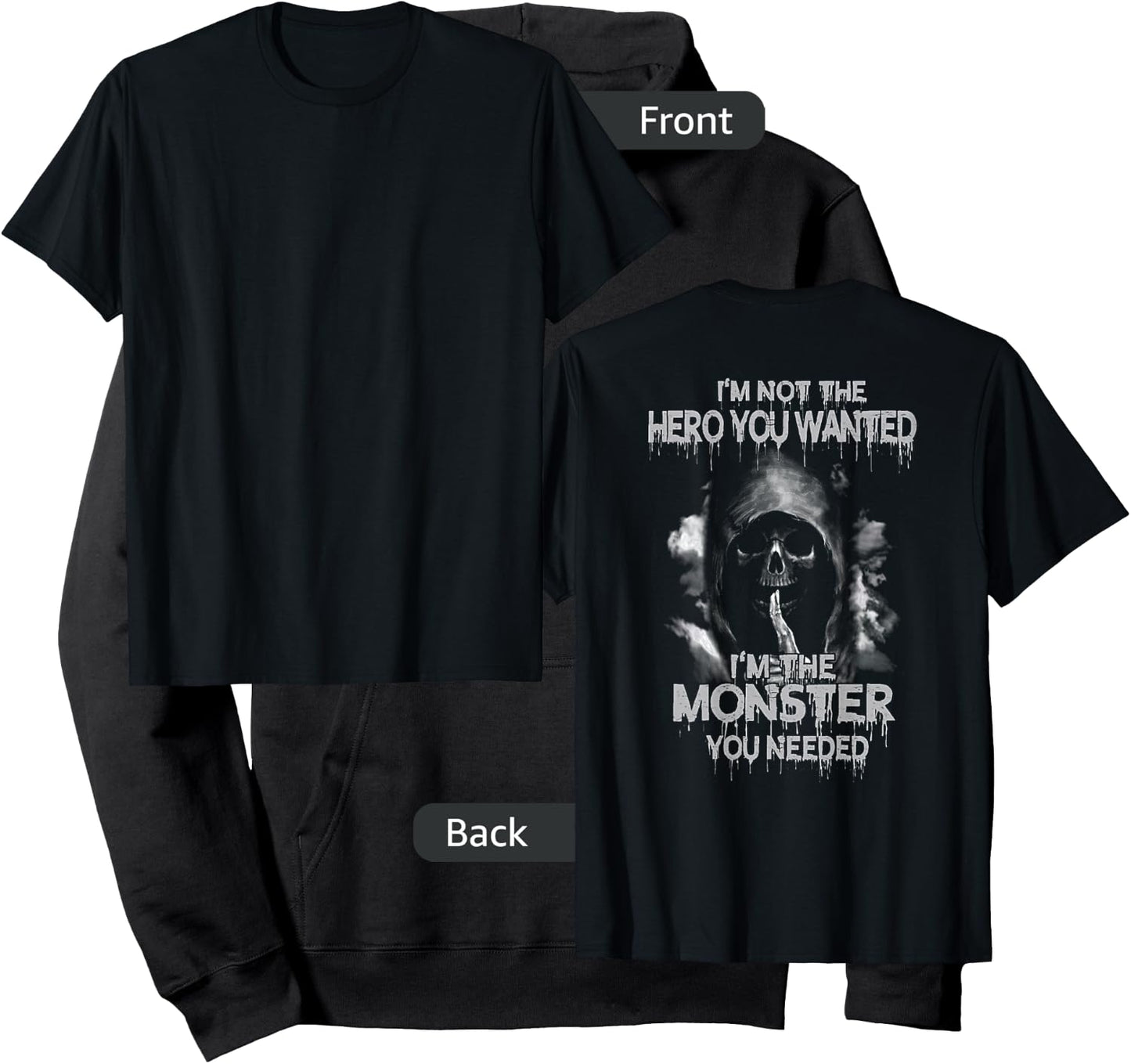 Grim Reaper Not The Hero You Wanted I'm The Monster Hoodie - Hoodie | Black