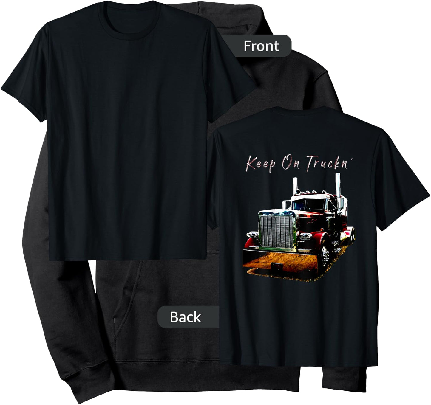 Adult and Youth Semi Truck Keep On Truckn Back Design Hoodie - Hoodie | Black