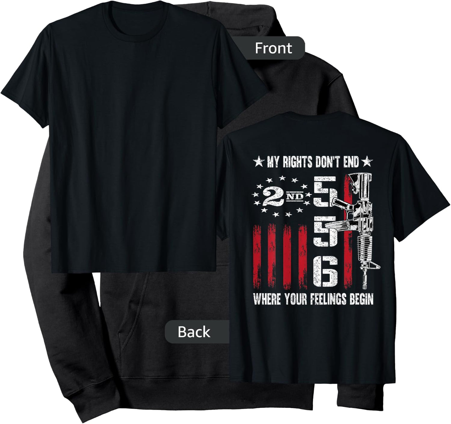 2nd Amendment Feelings America USA Patriotic Funny On Back Small Hoodie - Hoodie | Black