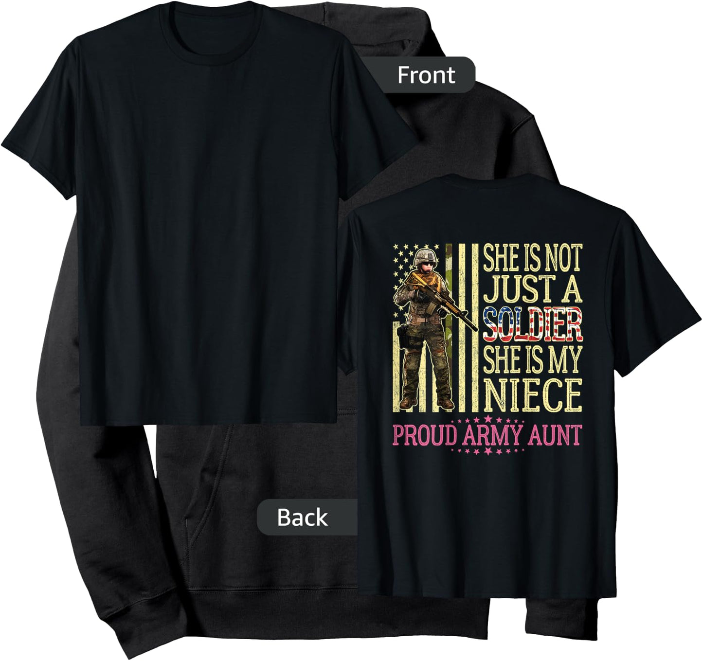 She Is Not Just A Soldier She Is My Niece Proud Army Aunt Hoodie - Hoodie | Black