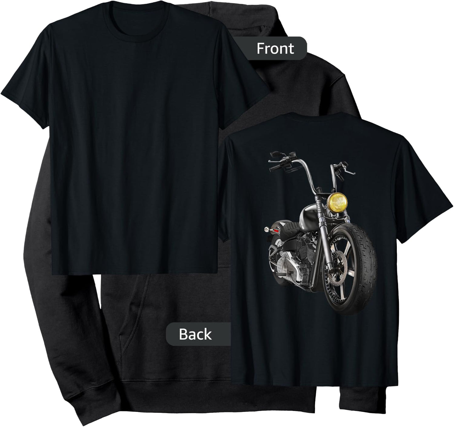 Hand Drawn Chopper Motorcycle Hoodie - Hoodie | Black