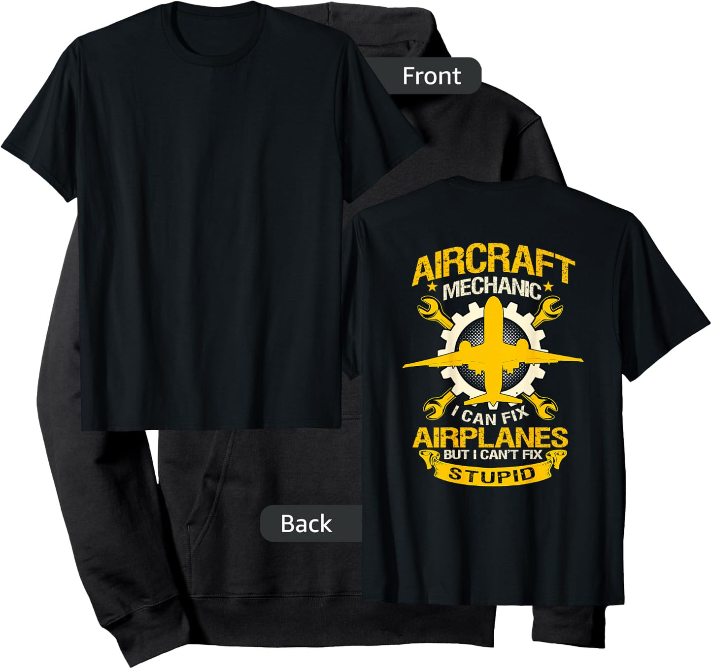 Airplane Mechanic Gift Design On Back Of Clothing Hoodie - Hoodie | Black