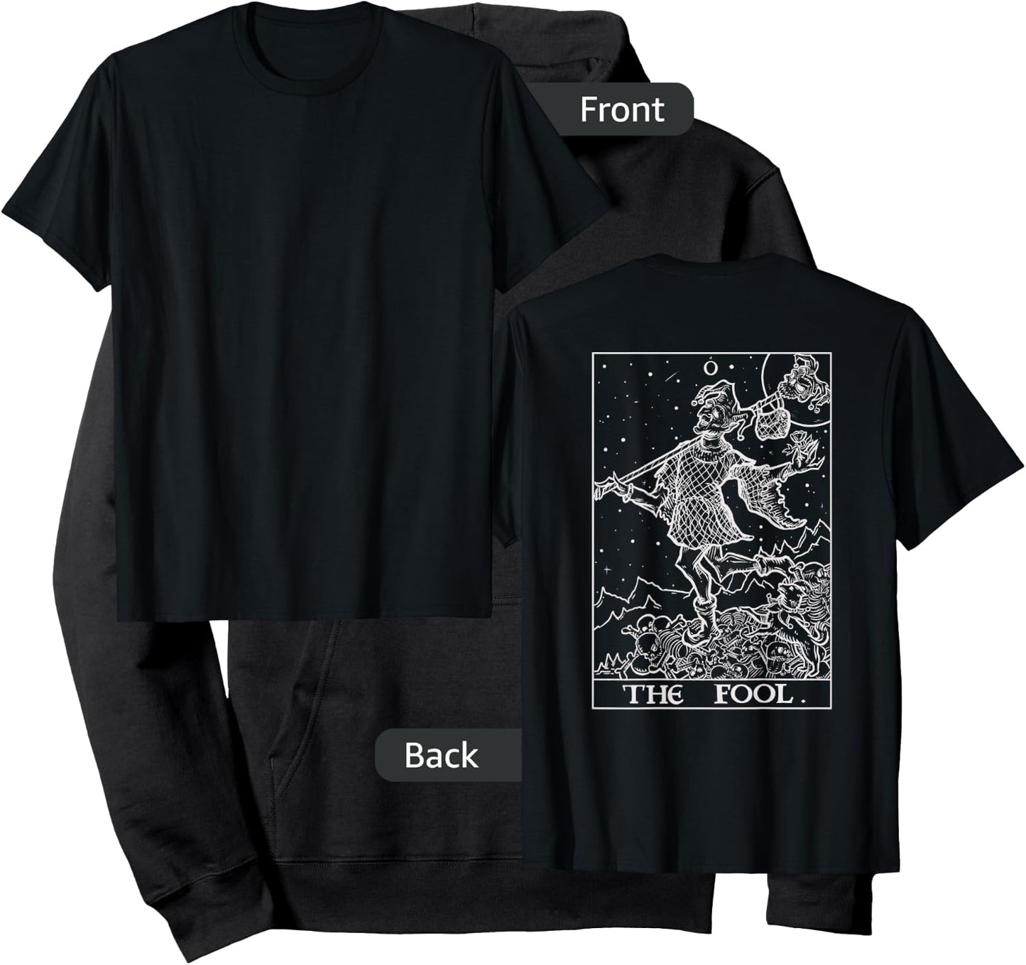 The Fool Tarot Card Halloween Gothic Clothing Back Print Hoodie - Hoodie | Black