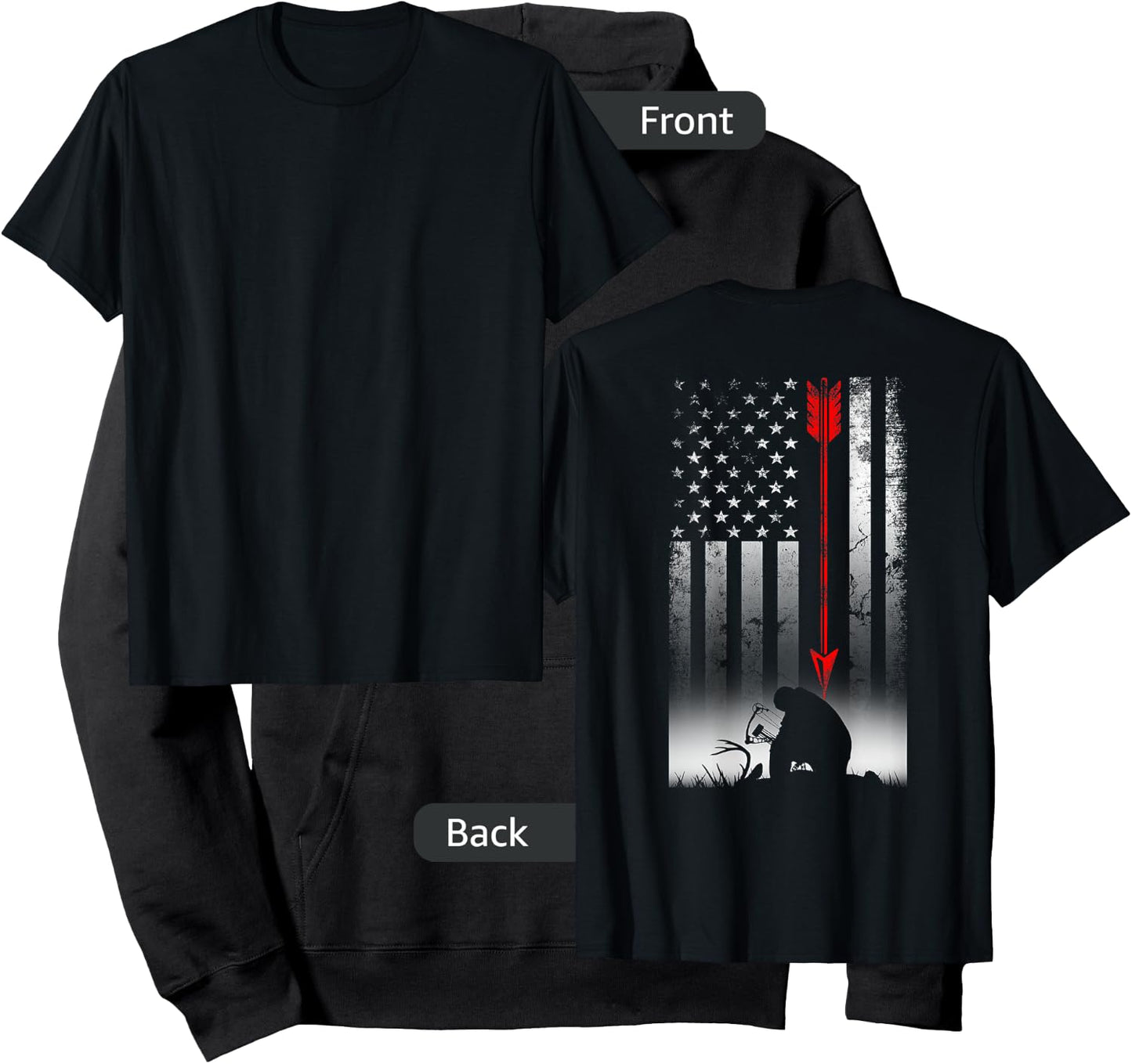 Bow Deer Hunting American Flag Gift Bow Hunting Hoodie - Hoodie | Black