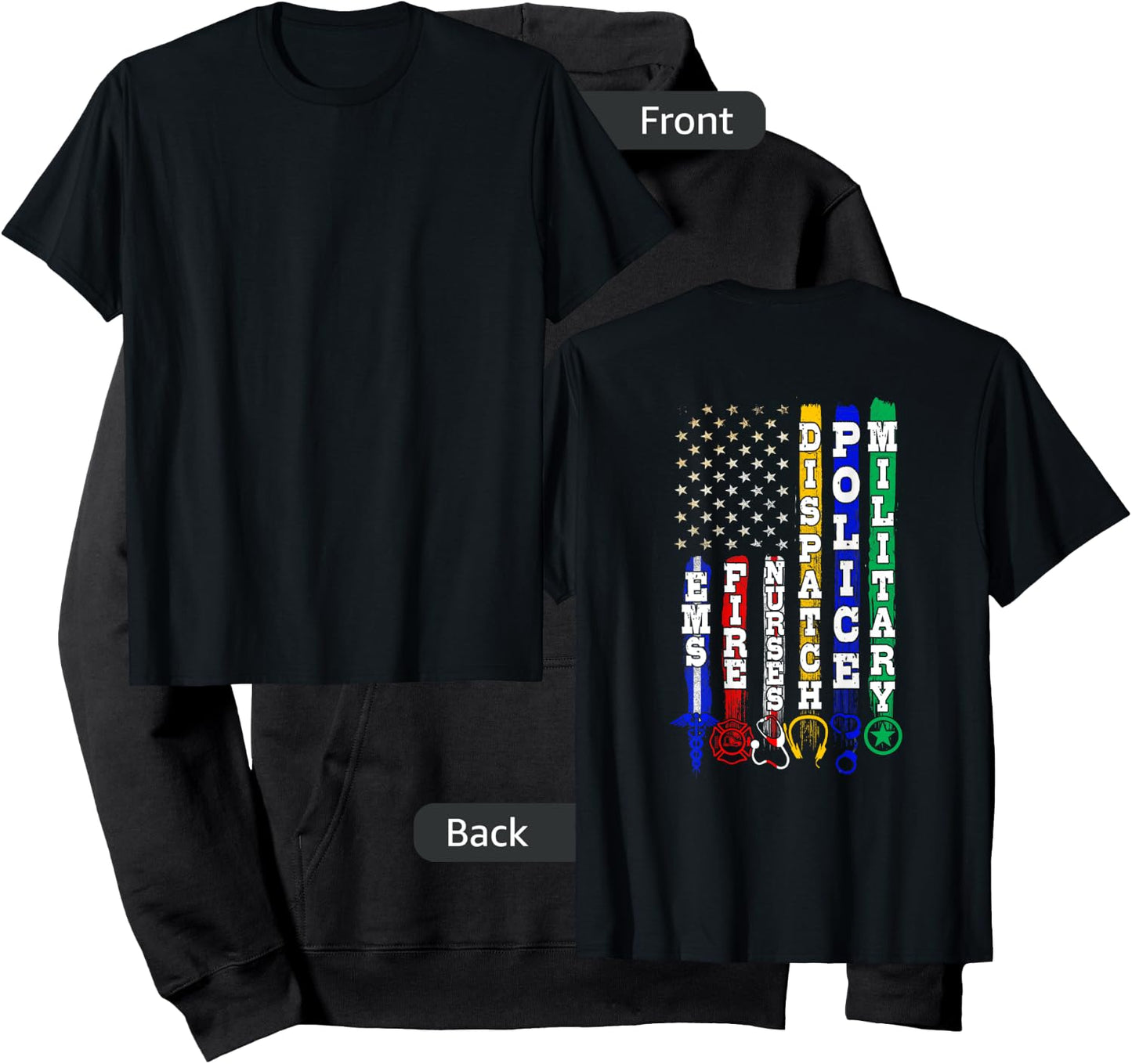First Responders Design On Back Of Clothing Hoodie - Hoodie | Black