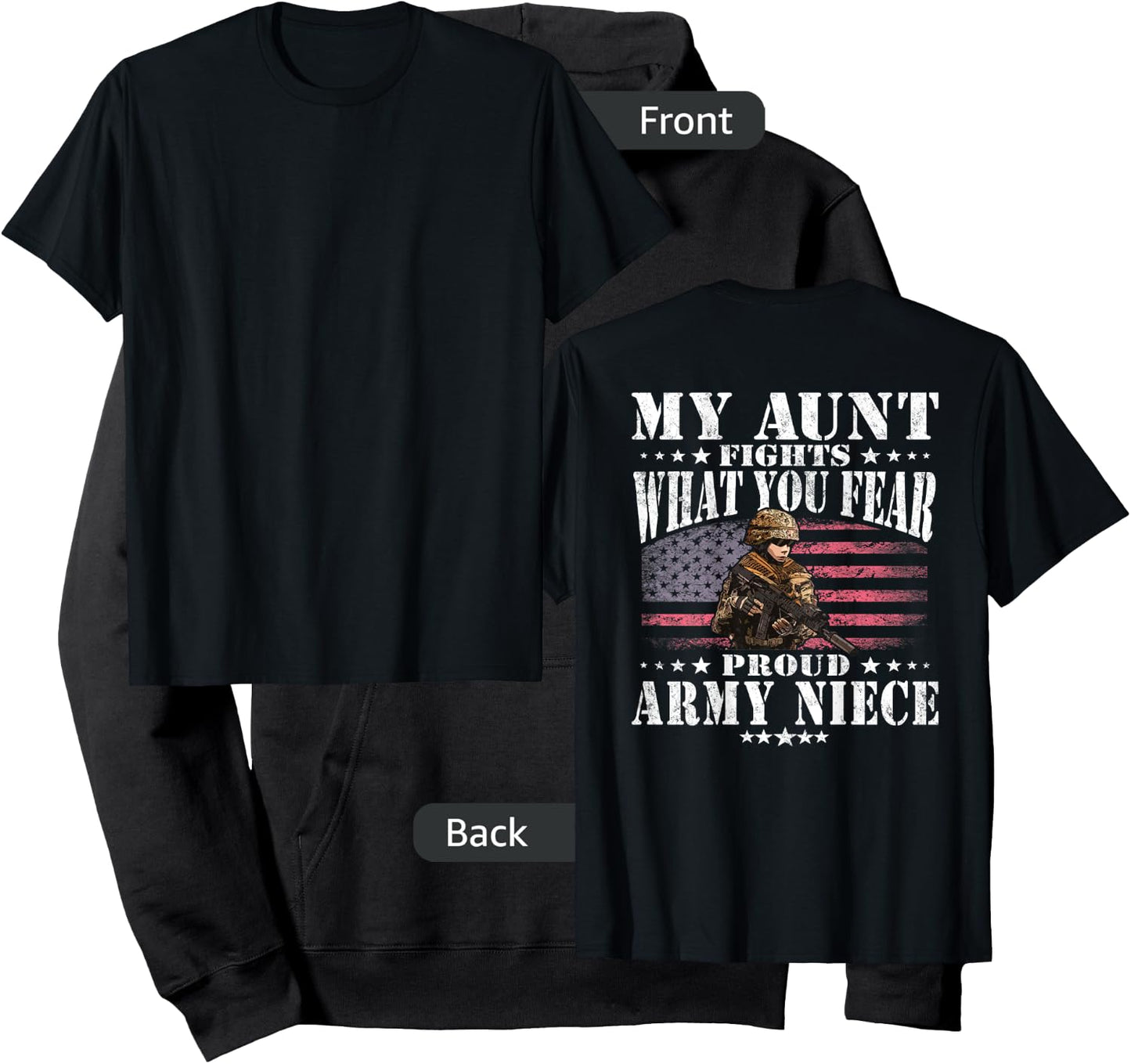 My Aunt Fights What You Fear Proud Army Niece Military Gift Hoodie - Hoodie | Black