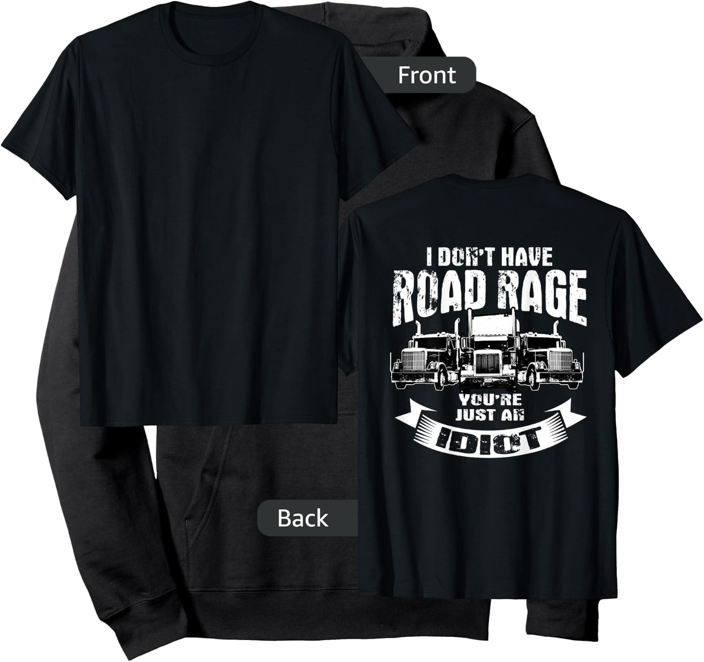 Trucker Gifts Tractor Trailer 18 Wheeler Design On Back Hoodie - Hoodie | Black