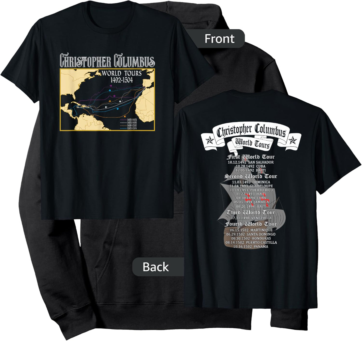Christopher Columbus World Tours with Backprint Columbus Hoodie - Hoodie | Black