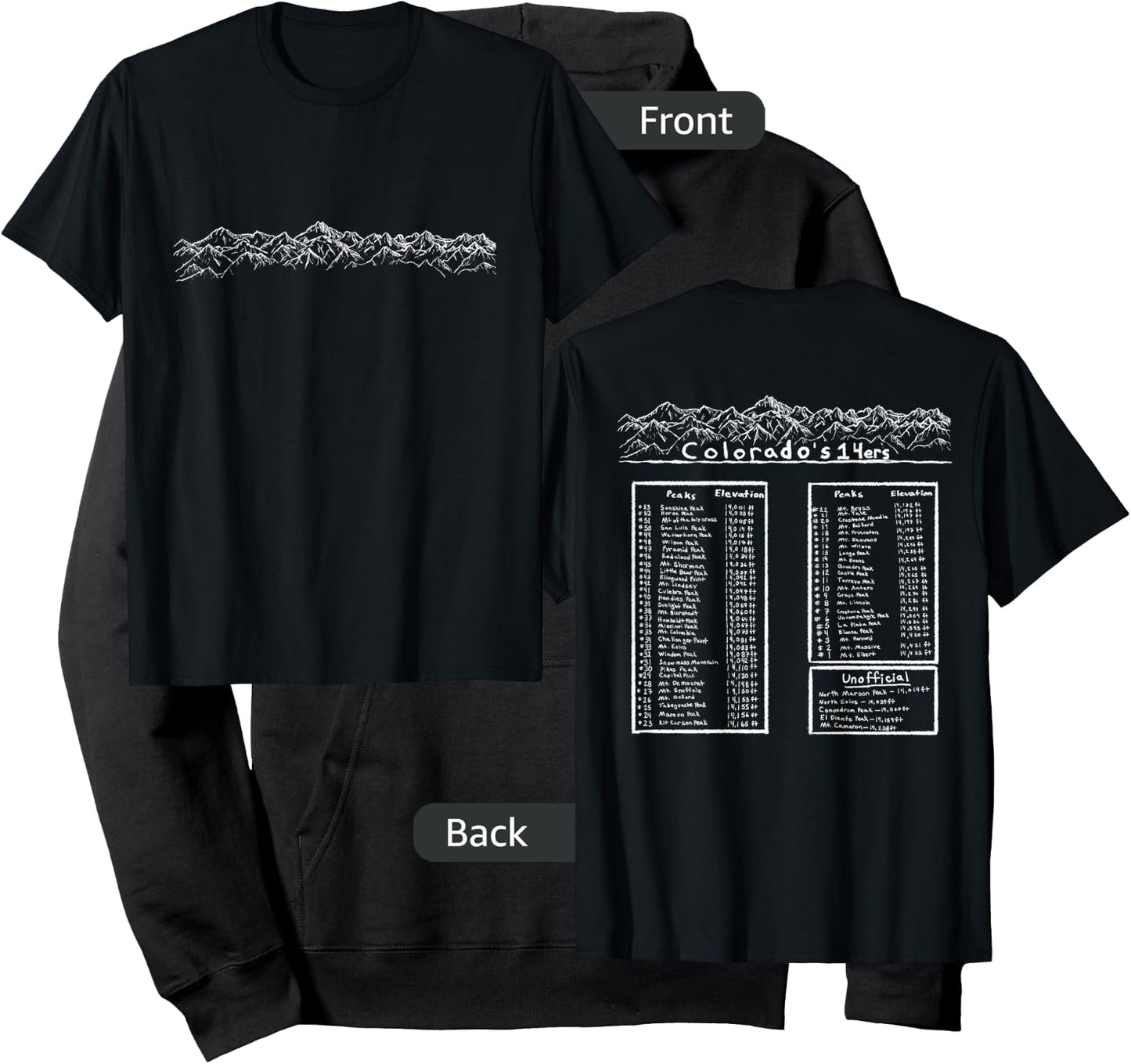 All the Colorado 14ers Mountain Outdoor Hiking Gift Hoodie - Hoodie | Black