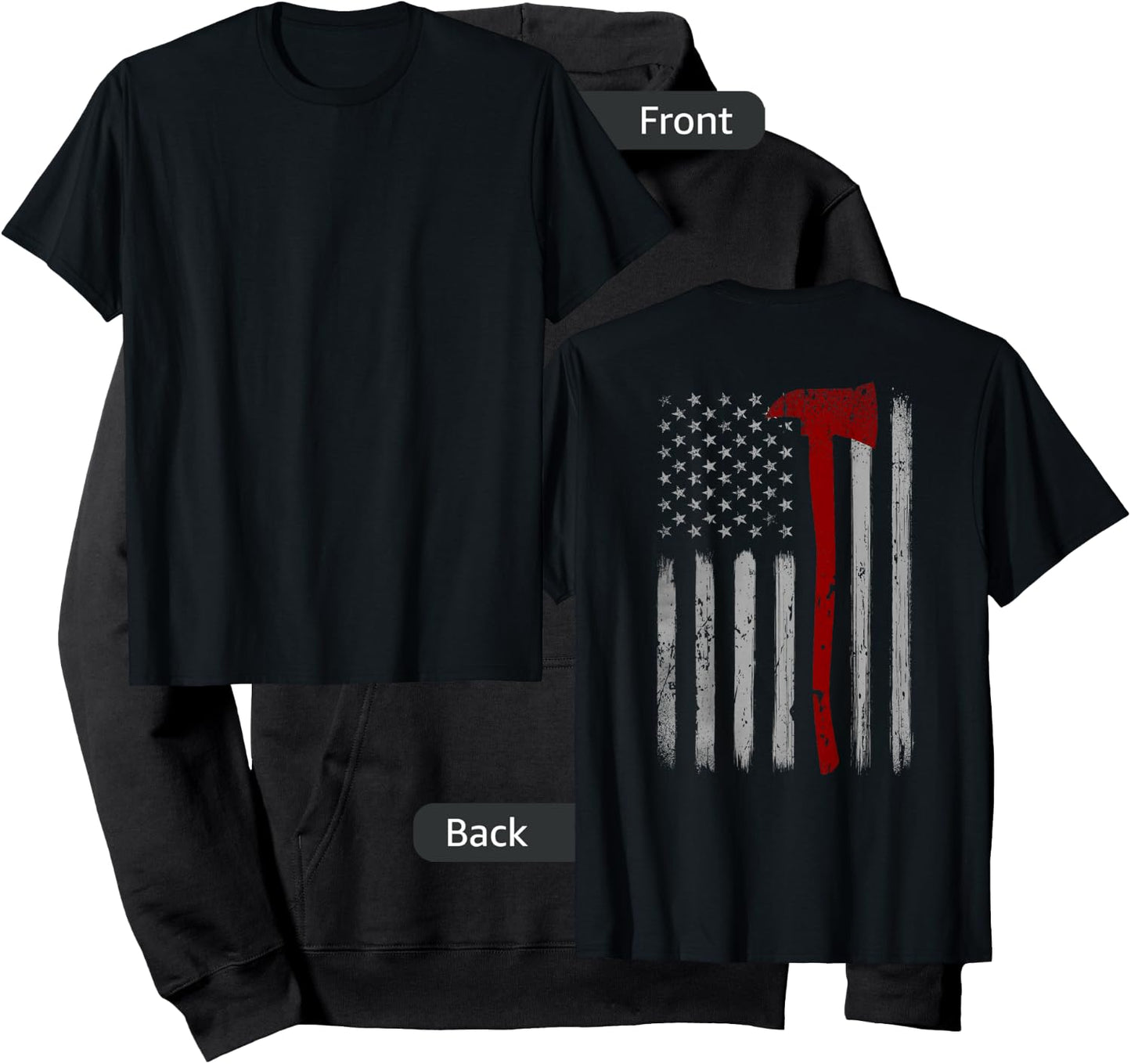 Patriotic Firefighter USA Flag Axe American Flag Fireman Hoodie - Hoodie | Black