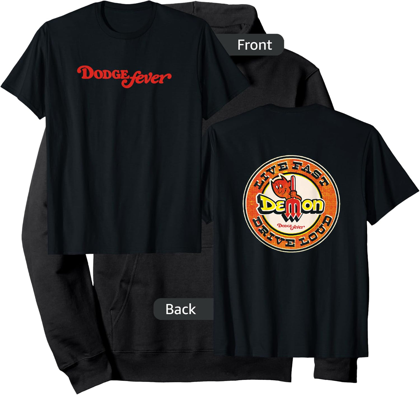 Dodge Fever Demon - Black, Adult, Short Sleeve, , Letter Print, Modern Vintage Style Hoodie - Hoodie | Black