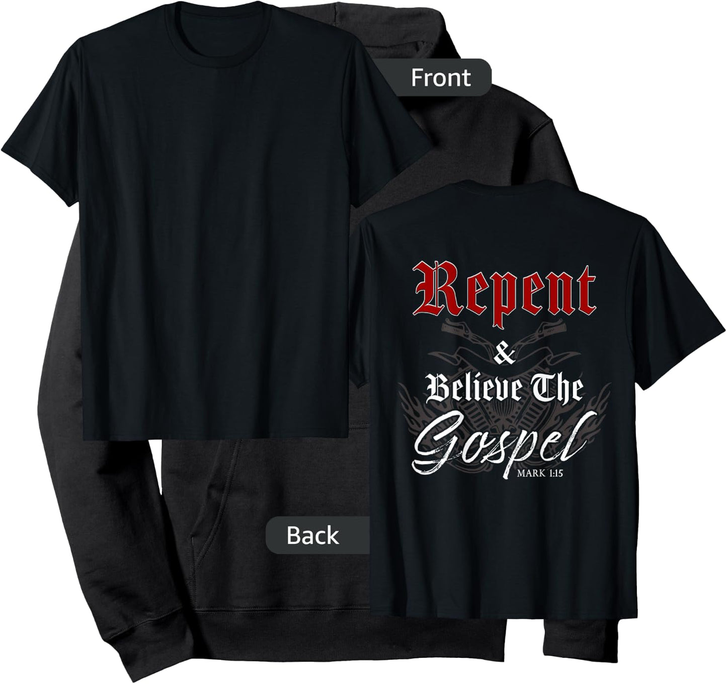 Repent & Believe the Gospel Motorcycle Christian Faith Biker Hoodie - Hoodie | Black