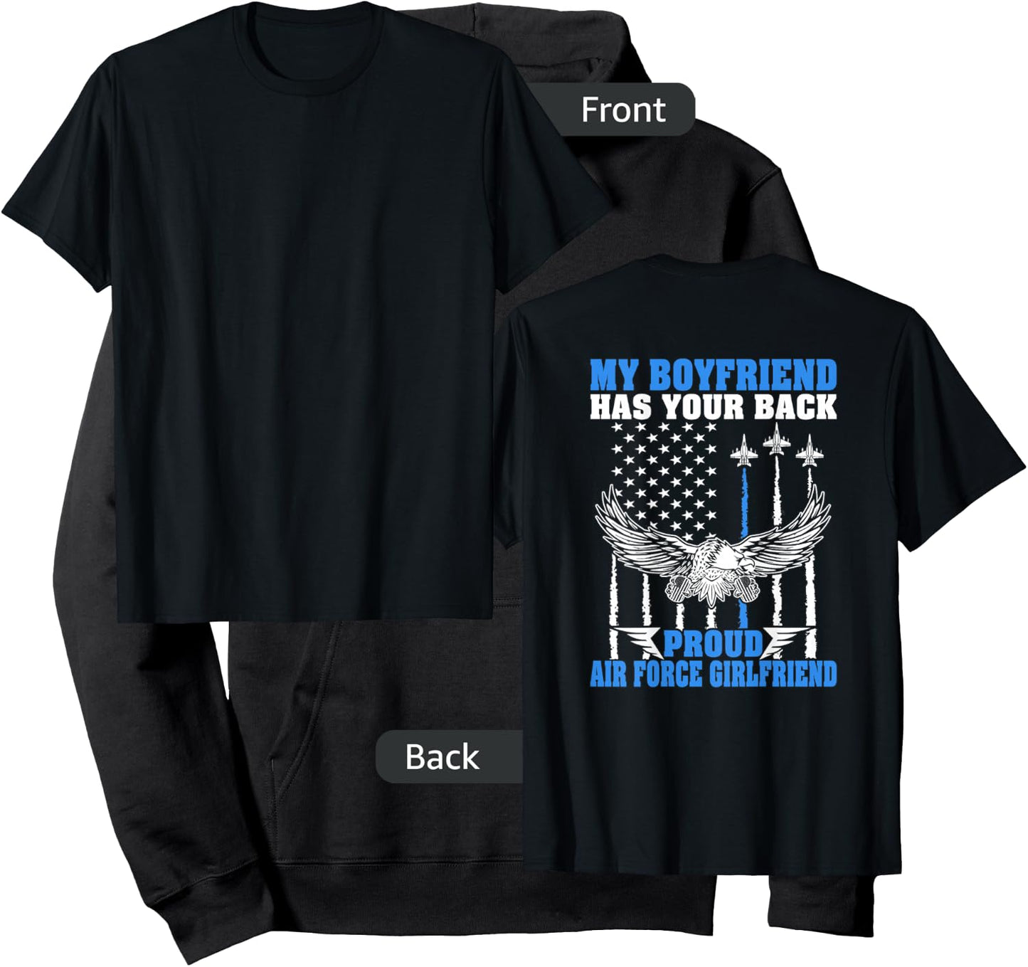 My Boyfriend Has Your Back Proud Air Force Girlfriend Gift Hoodie - Hoodie | Black