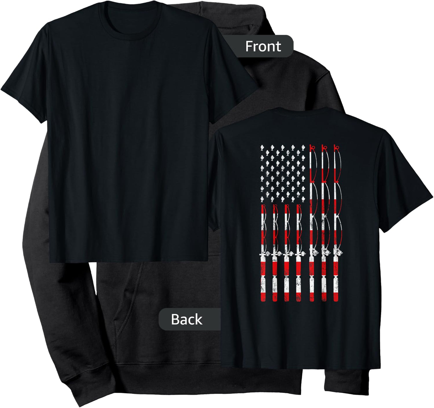 Fishing Pole American USA Flag Patriotic Fishing gift Hoodie - Hoodie | Black