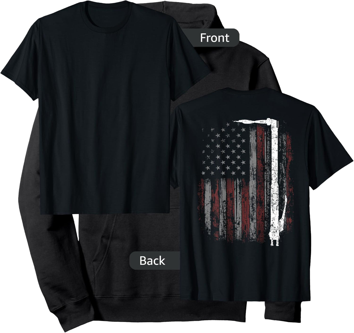Welding Vintage Patriotic USA American Flag Welder ON BACK Hoodie - Hoodie | Black