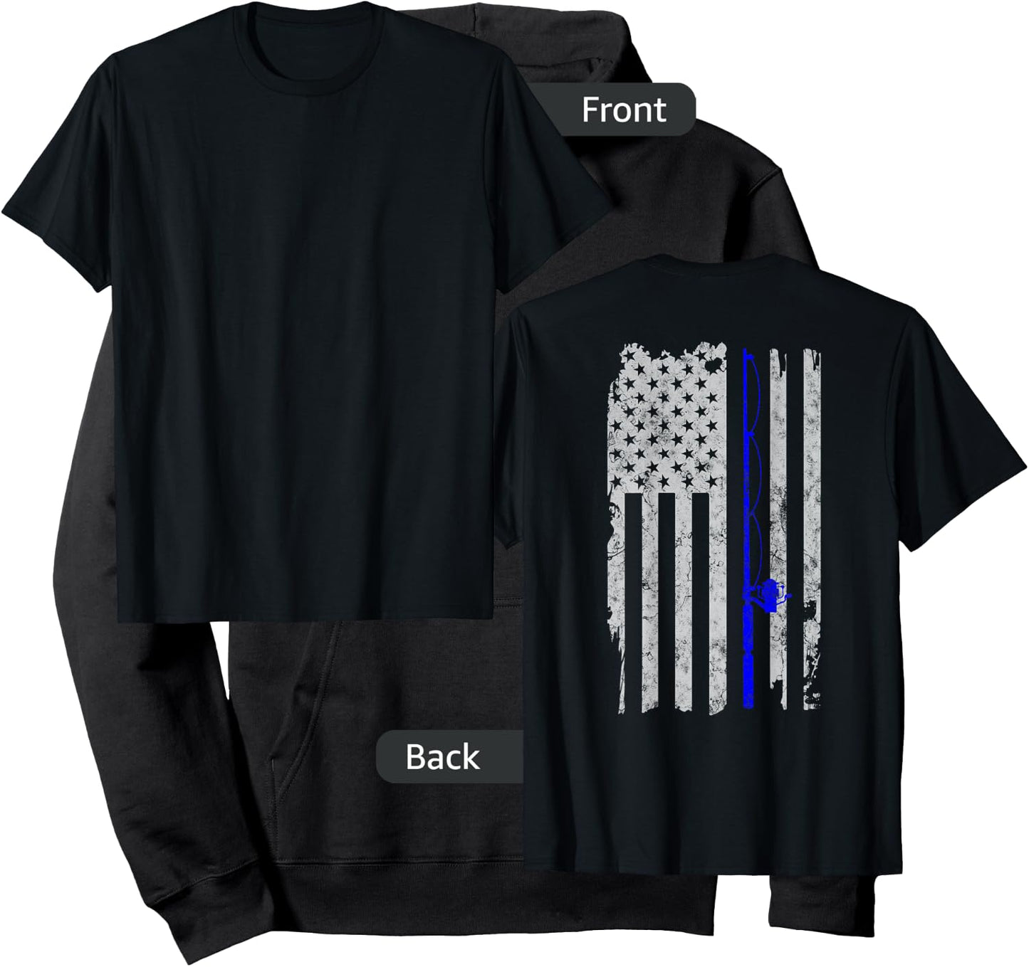 American Flag Vintage Fishing Hoodie - Hoodie | Black