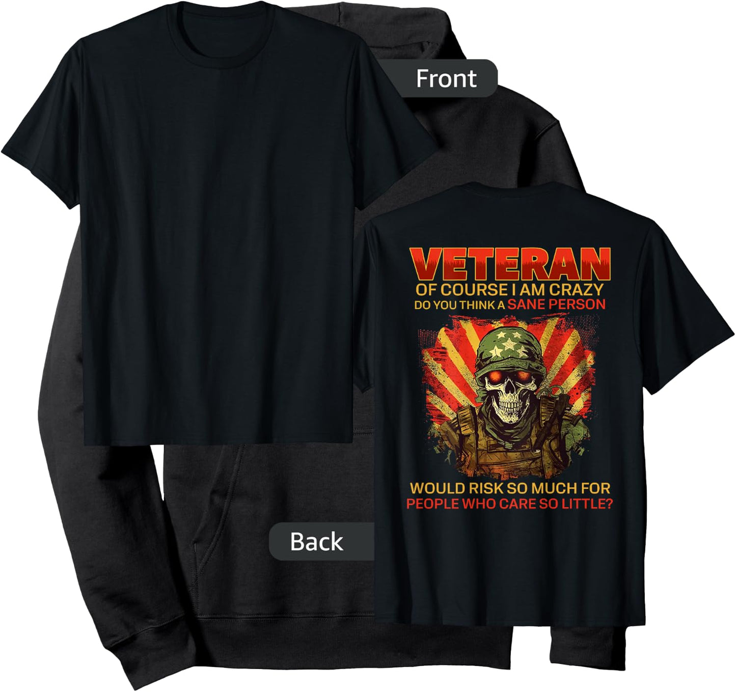 Veteran Of Course I Am Crazy (on back) Hoodie - Hoodie | Black