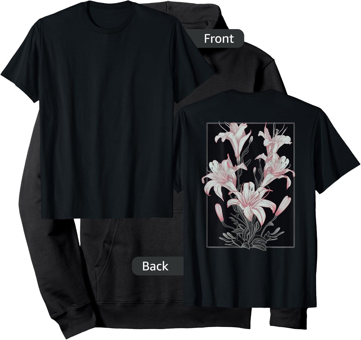 Back print: Beautiful Floral Festival Lily on Lilies Flower Hoodie - Hoodie | Black
