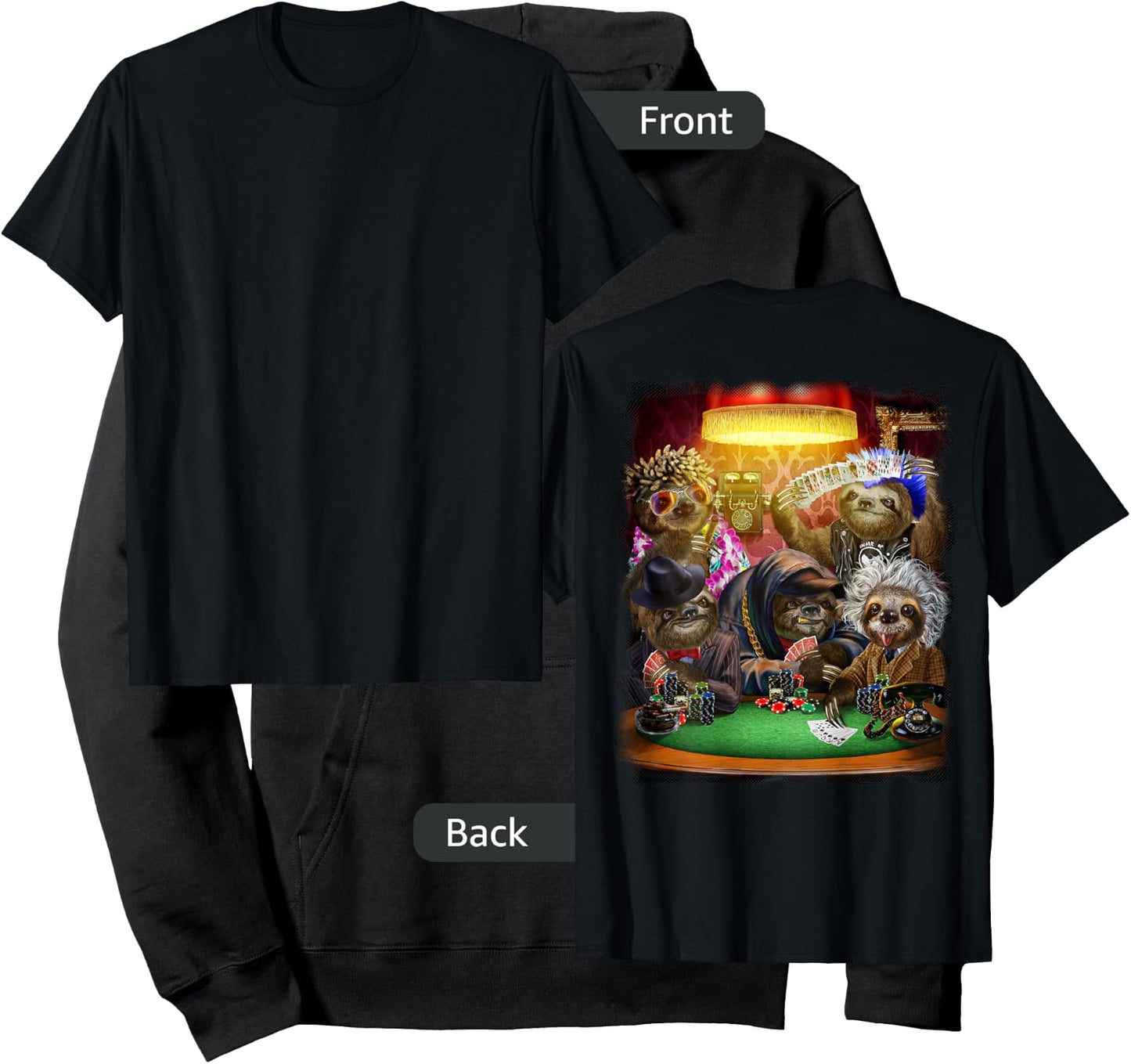 Giant Sloth Playing Poker Cards Hoodie - Hoodie | Black