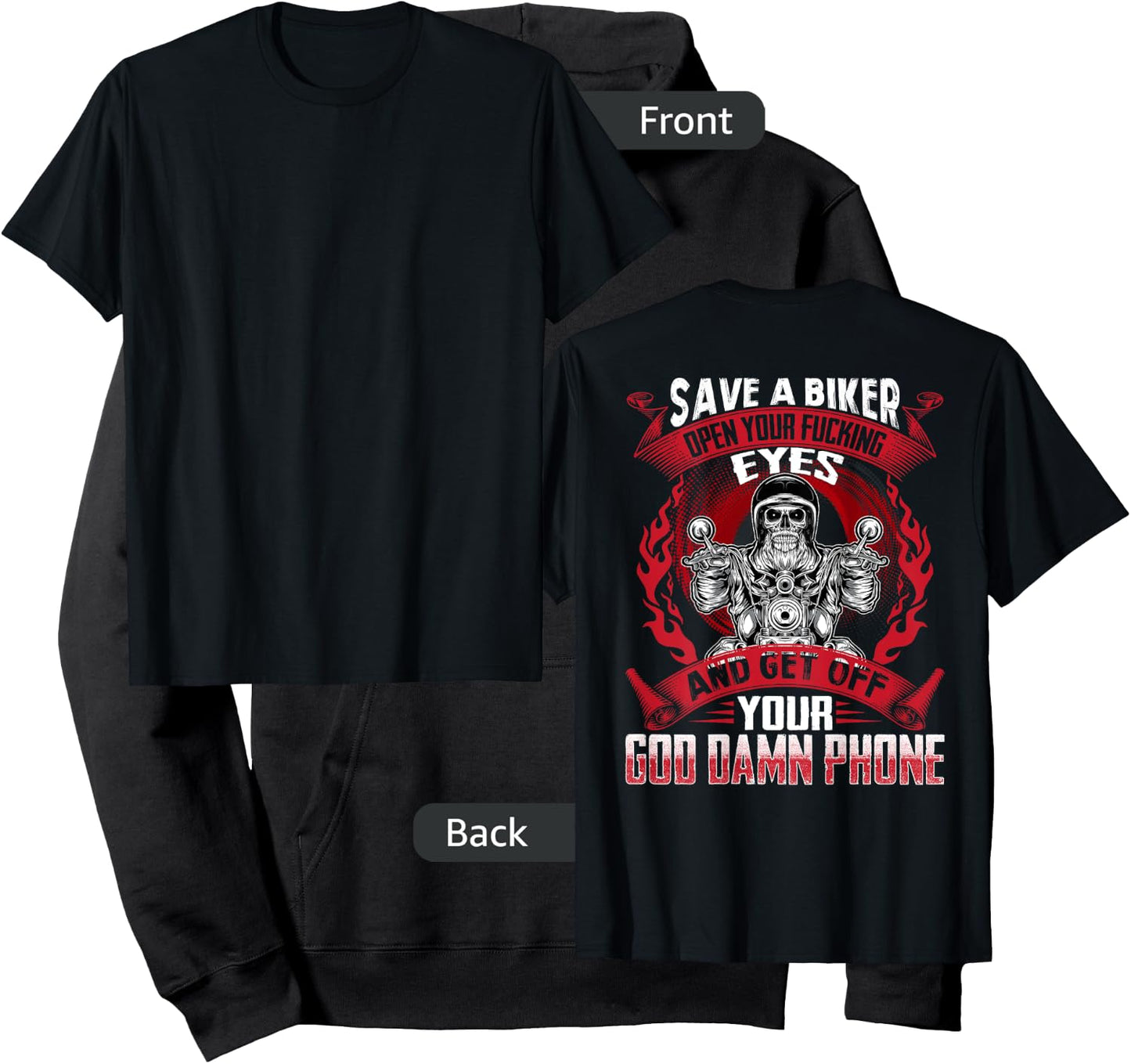 Save A Biker Open Your Eyes And Get Off Your Phone Hoodie - Hoodie | Black