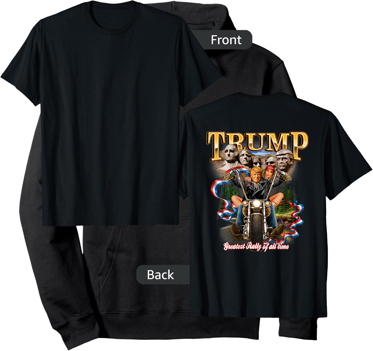 Trump Greatest Rally of All Time Motorcycle (on Back) Hoodie - Hoodie | Black