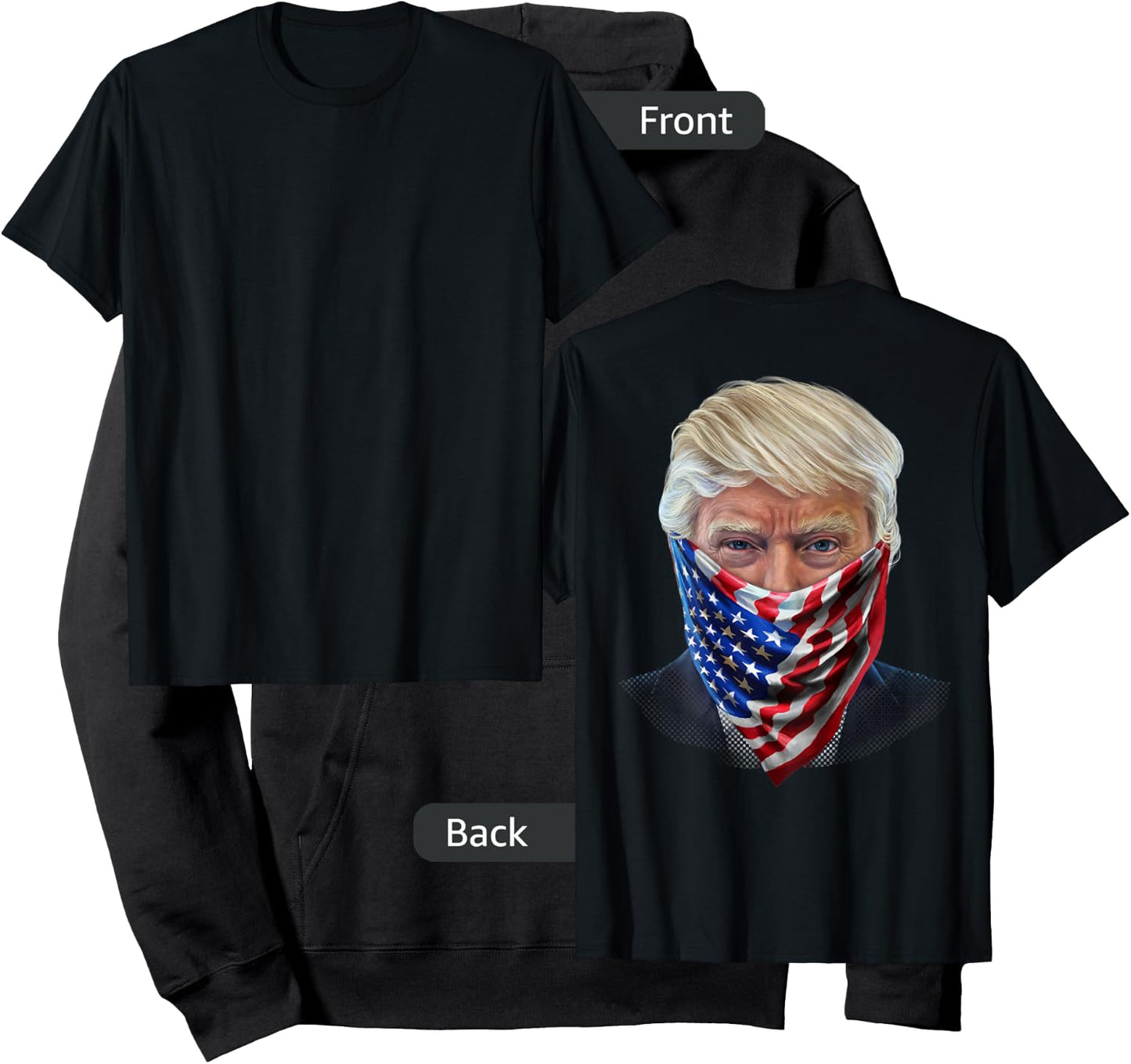 President Donald Trump in Flag of USA Bandana Hoodie - Hoodie | Black