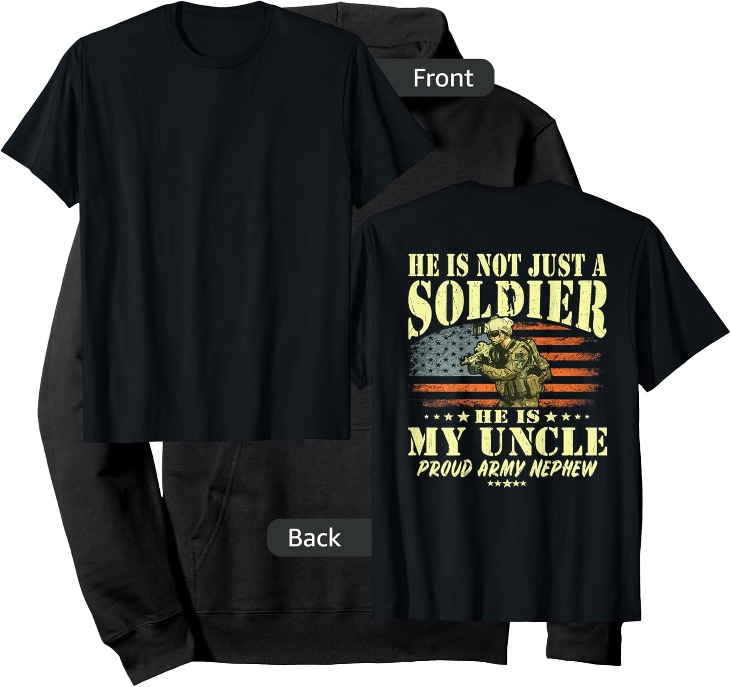 My Uncle Is A Soldier Hero Proud Army Nephew Military Family Hoodie - Hoodie | Black