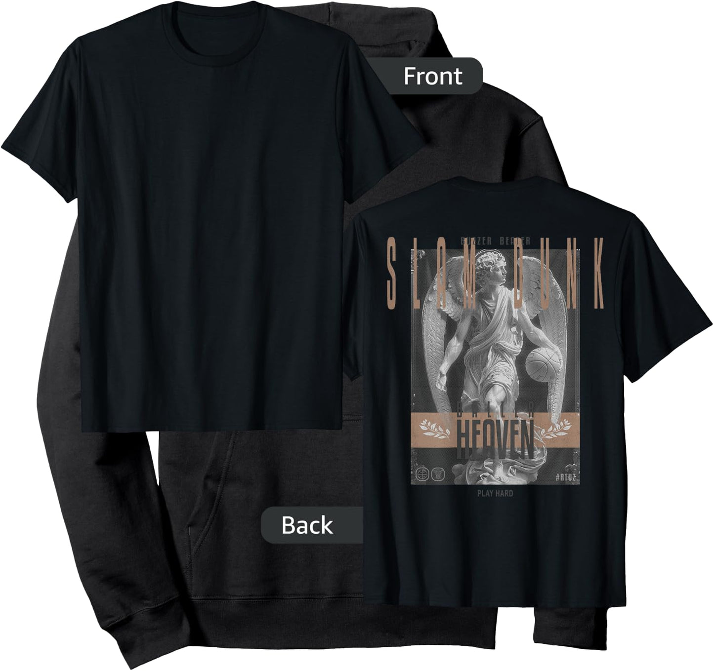 Hip Hop Vintage Edgy Urban Y2K Back Print Streetwear Angel Hoodie - Hoodie | Black