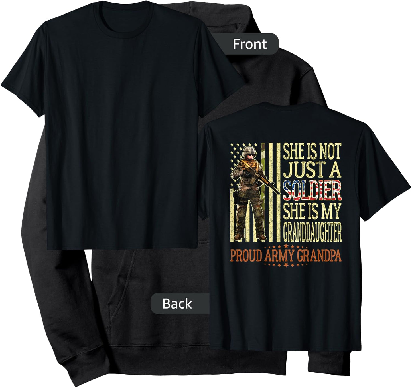 My Granddaughter Is A Soldier Hero Proud Army Grandpa Gift Hoodie - Hoodie | Black