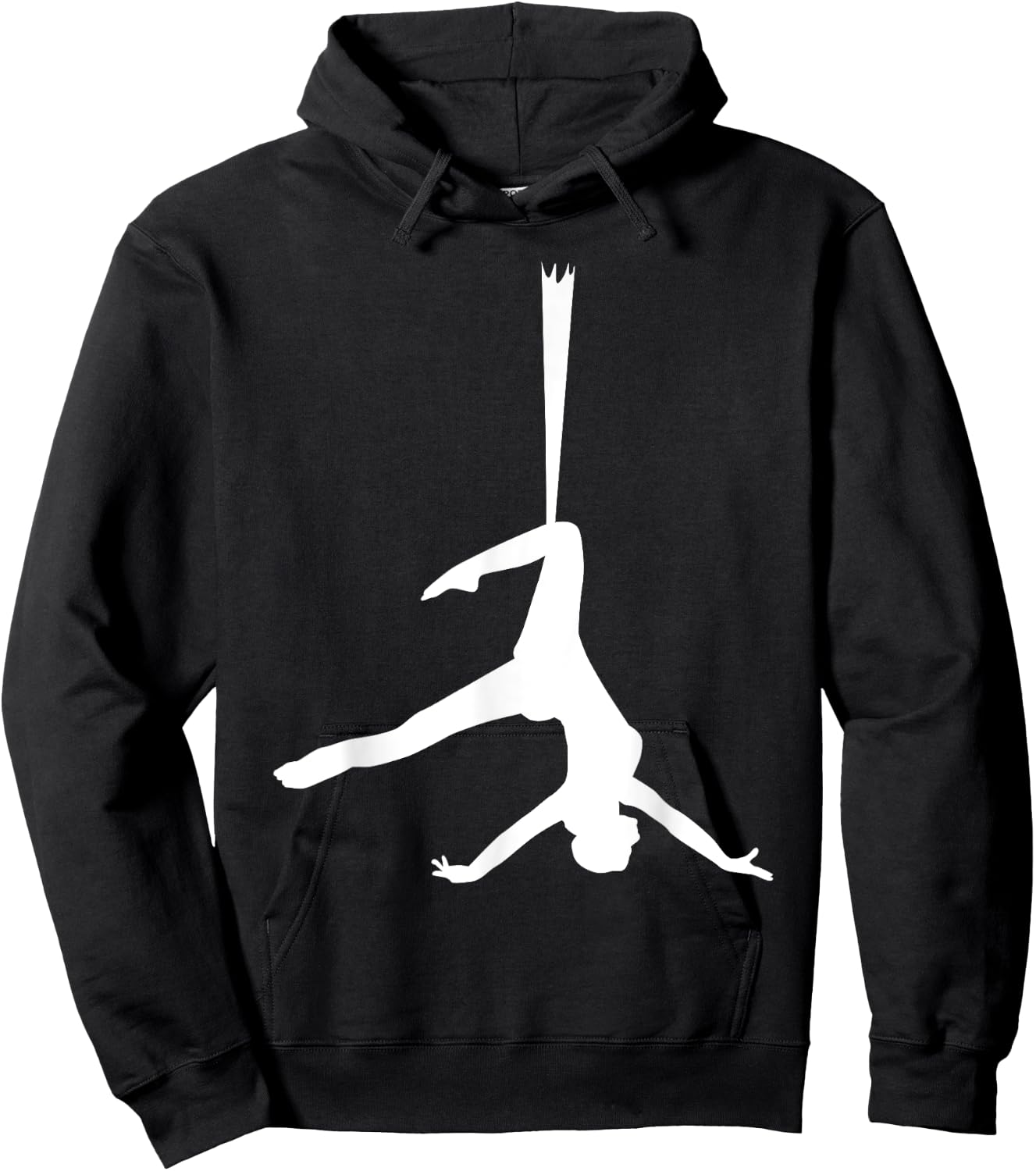 Silhouette Aerial Dance Ribbon Silk Dancer Yoga Dancing Fans Hoodie - Hoodie | Black