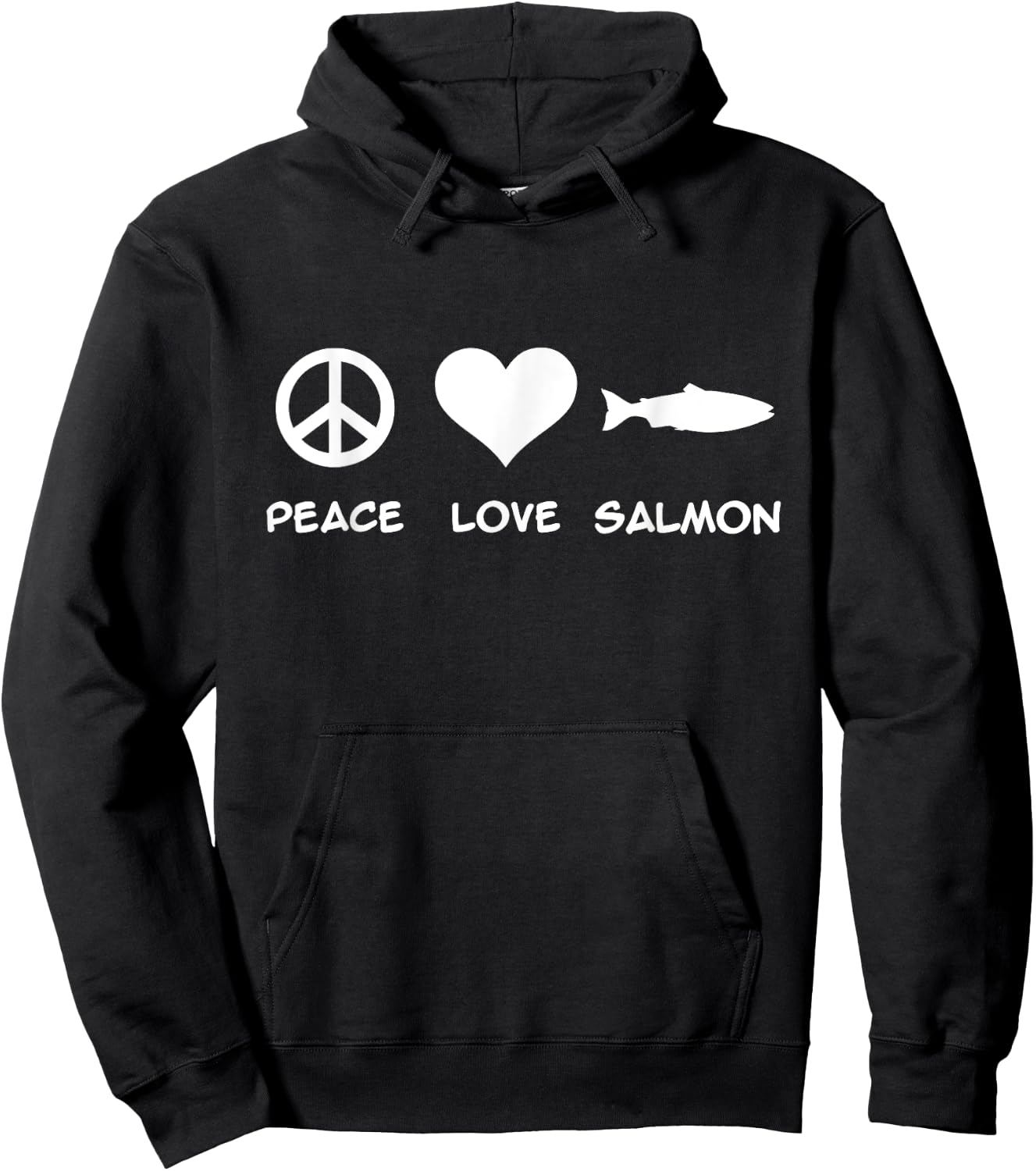 Peace Love Salmon Fishing Hoodie - Hoodie | Black