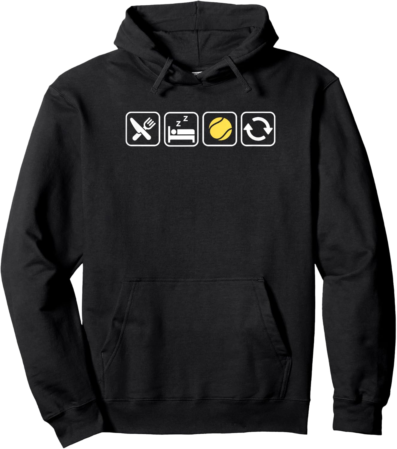 Eat Sleep Tennis Repeat | Ball Design, For Tennis Lovers Hoodie - Hoodie | Black