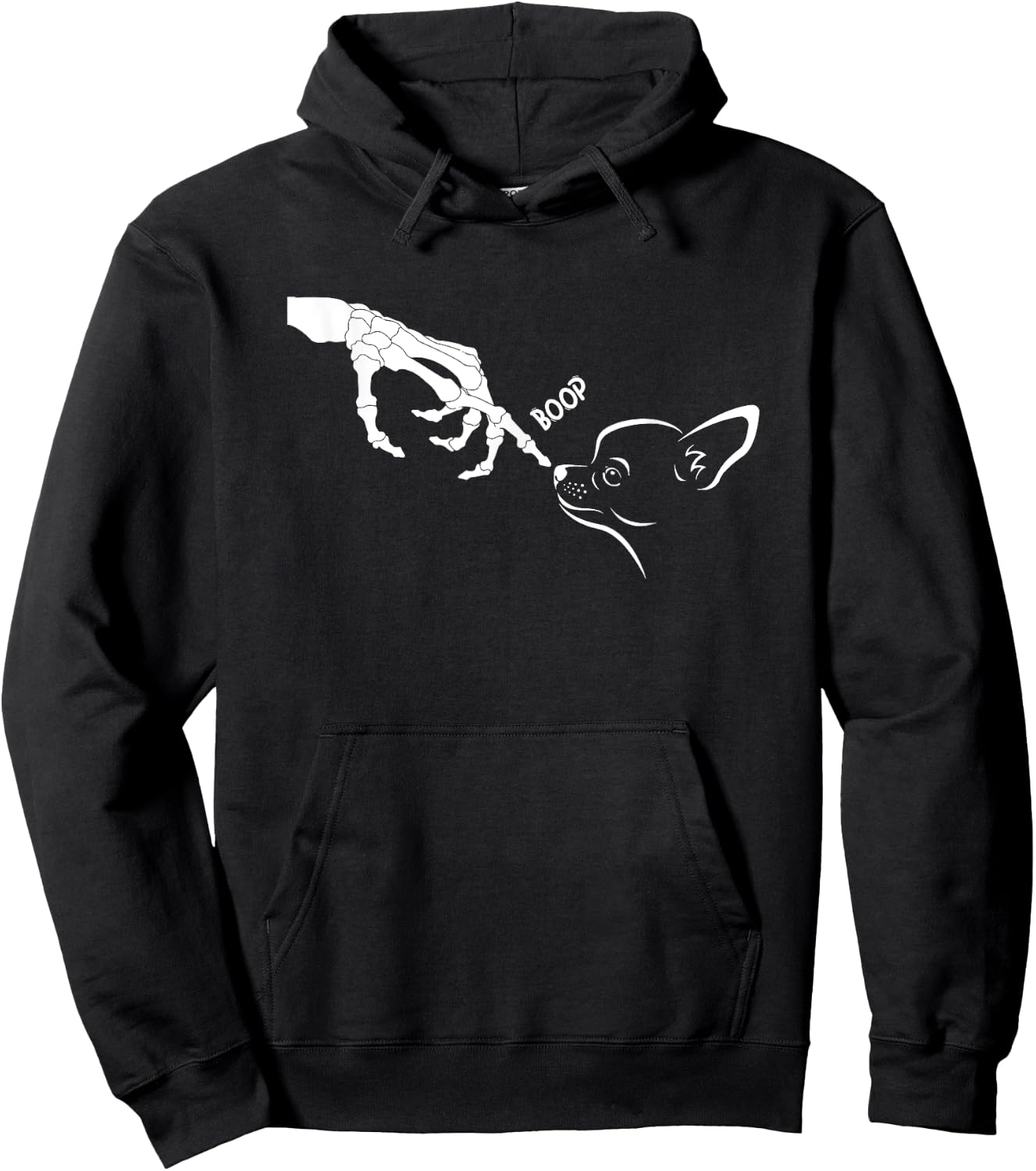 Dog Scary Skeleton Hand Boop Spooky Halloween Chihuahua Hoodie - Hoodie | Black