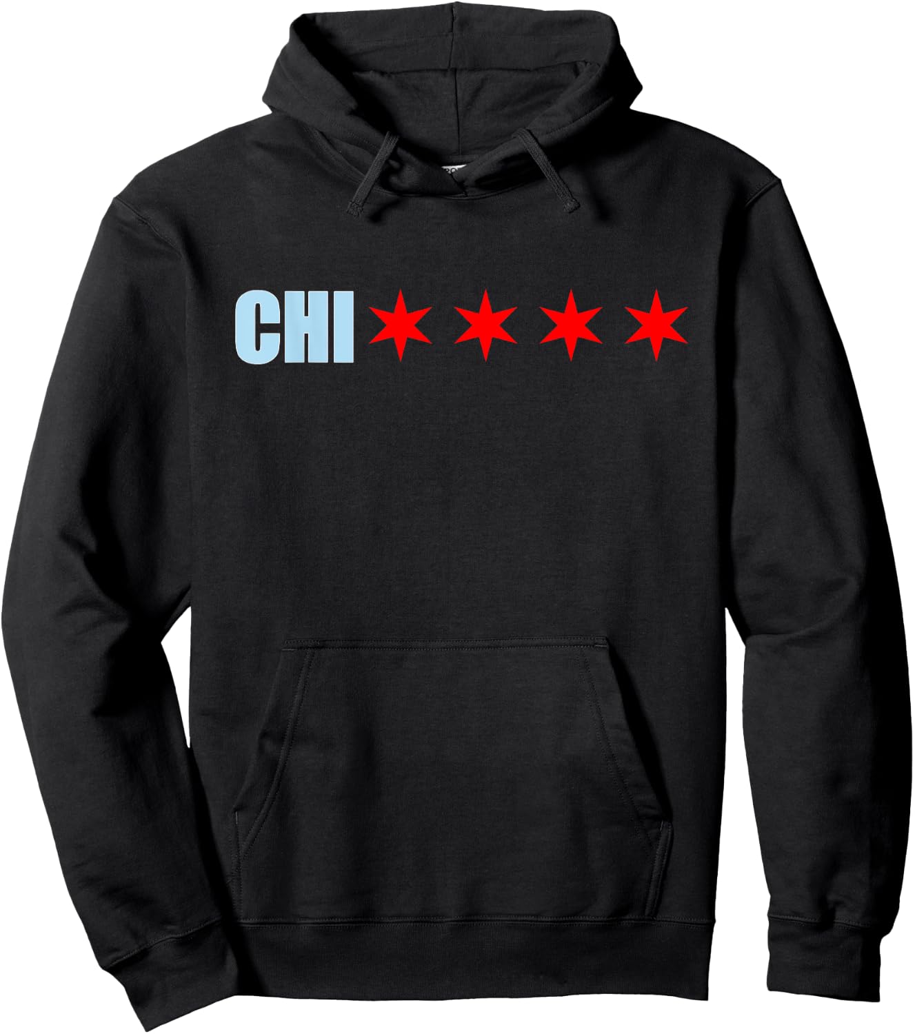 Chicago Chi With 4 Red 6 Cornered Stars Of The Chicago Flag Hoodie - Hoodie | Black